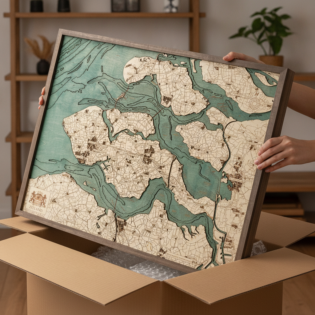 ZEELAND 3D Holz Wandkarte - Version L