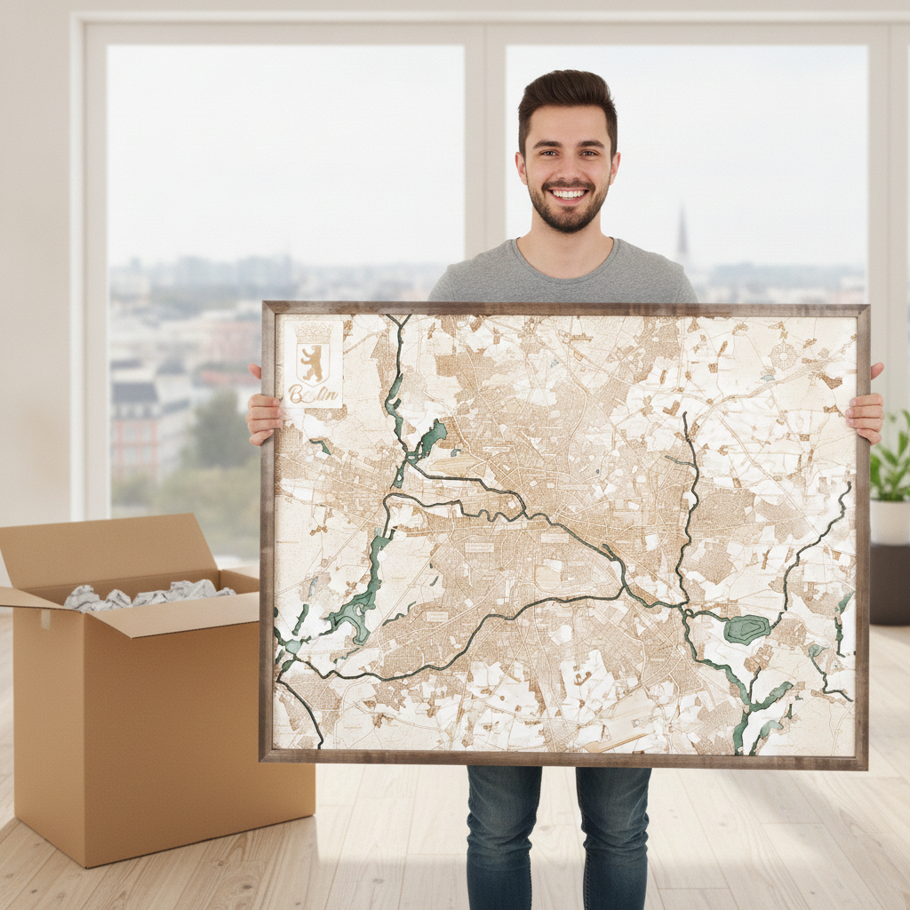 BERLIN 3D Holz Wandkarte - Version L