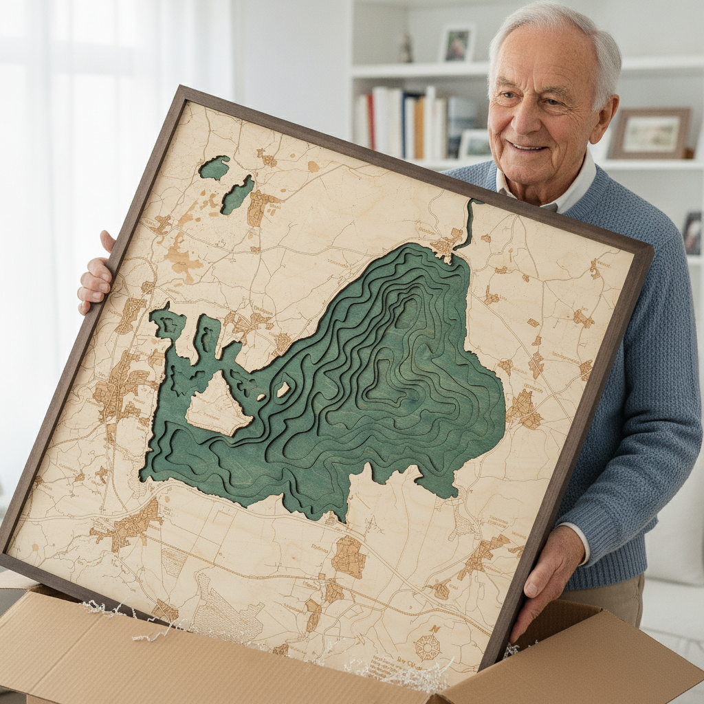 CHIEMSEE 3D Holz Wandkarte - Version L