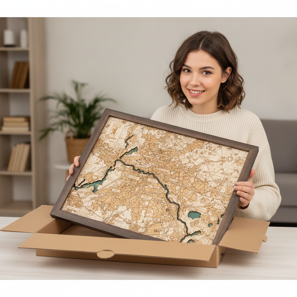 BERLIN 3D Holz Wandkarte - Version S