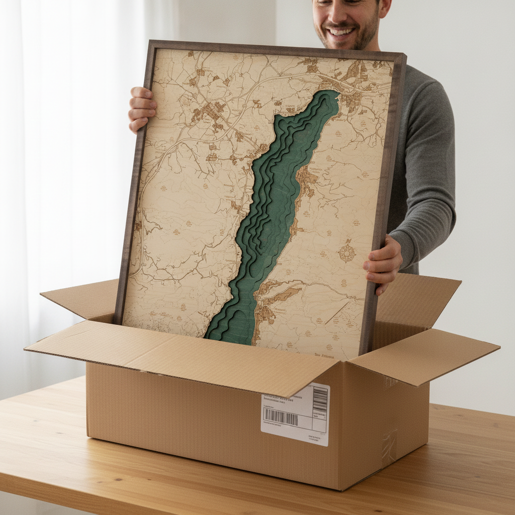 ATTERSEE 3D Holz Wandkarte - Version L