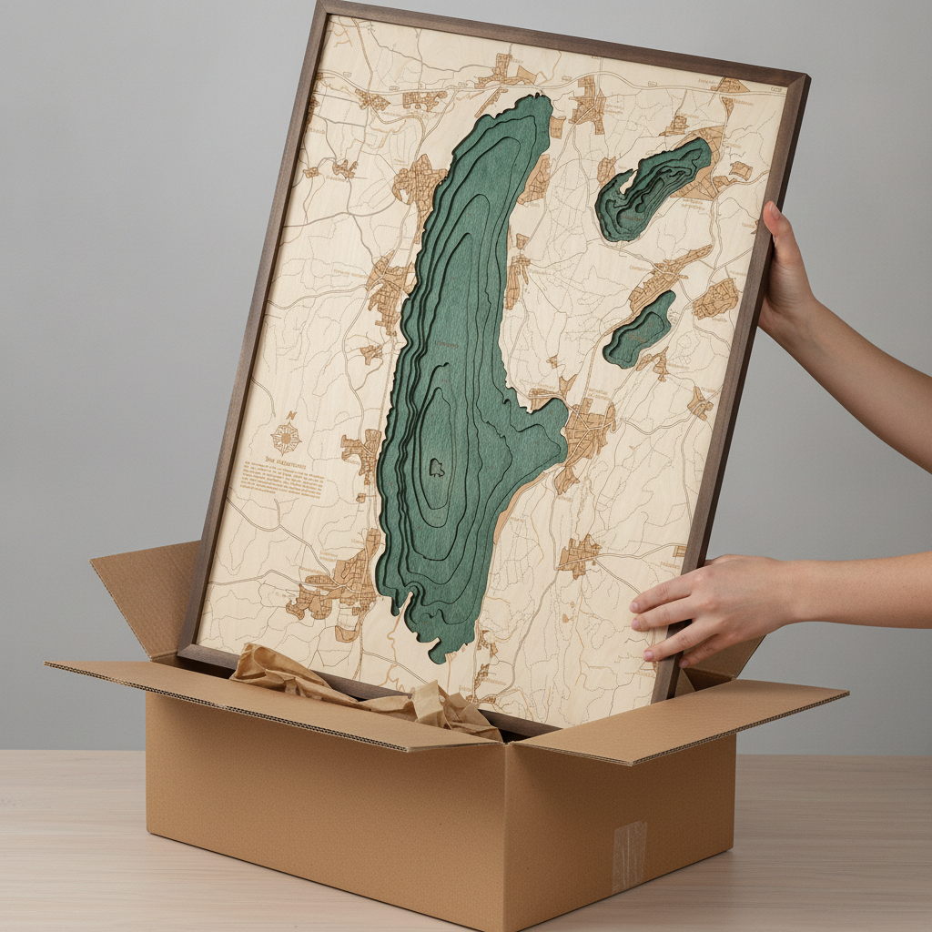 AMMERSEE 3D wooden wall map - version L