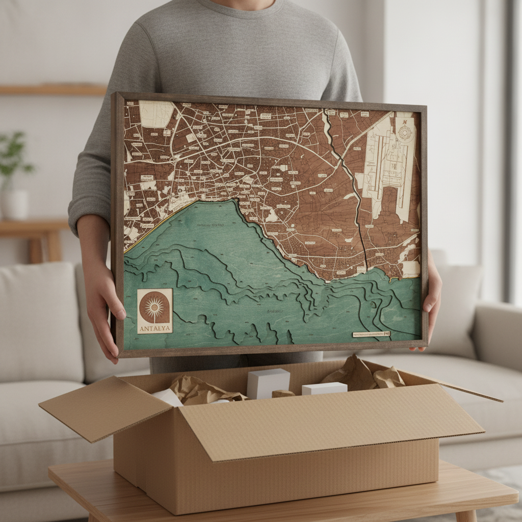 ANTALYA 3D Wooden Wall Map - Version L
