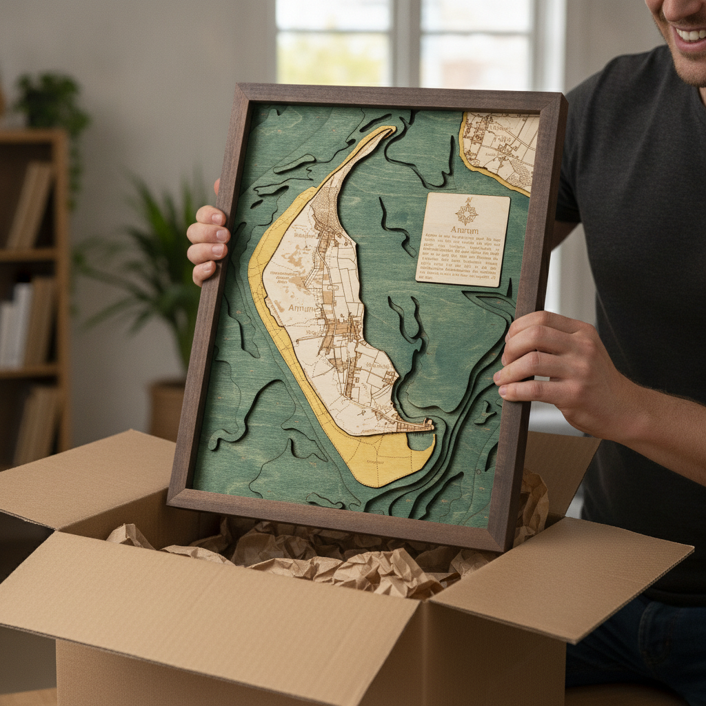 AMRUM 3D wooden wall map - version S