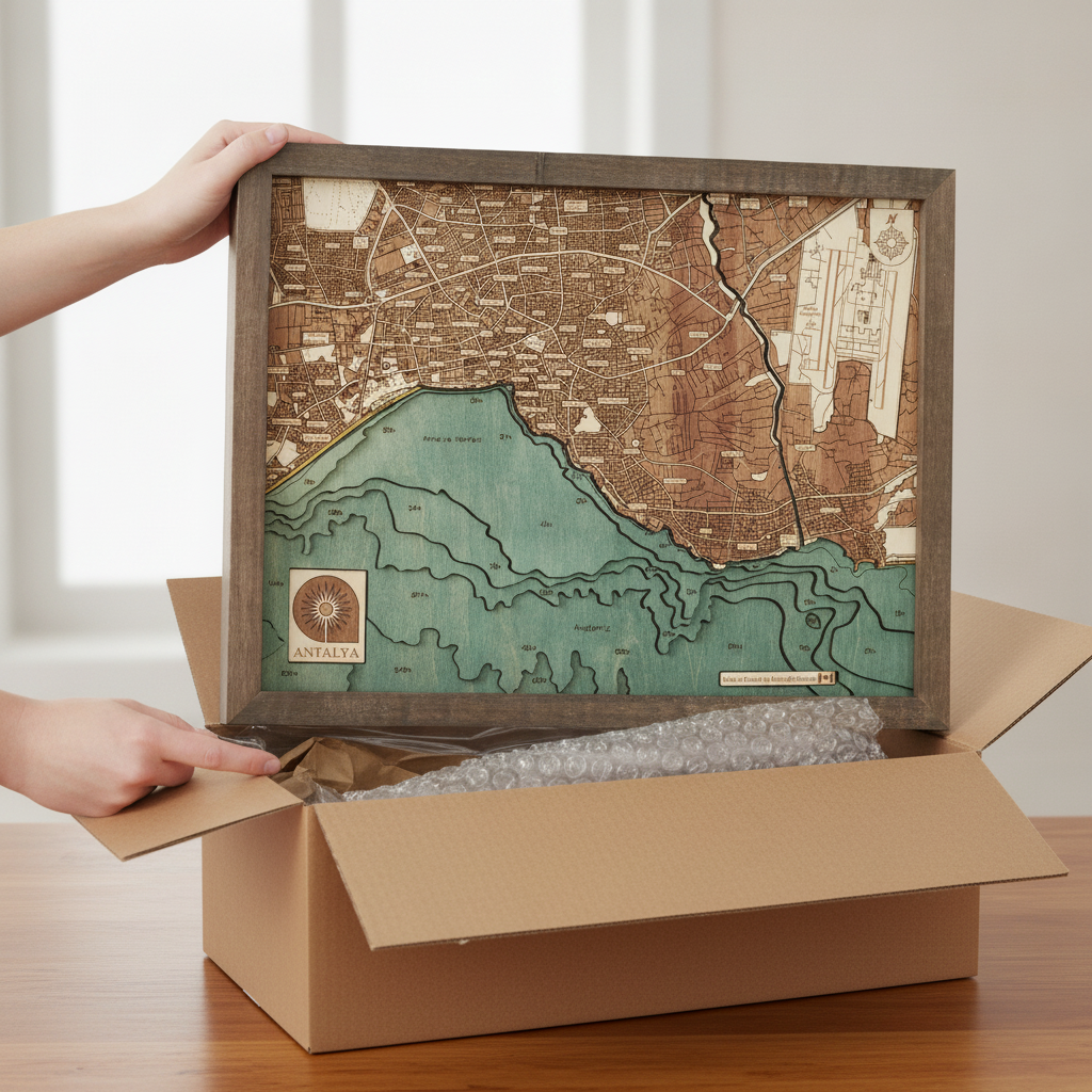 ANTALYA 3D Wooden Wall Map - Version S