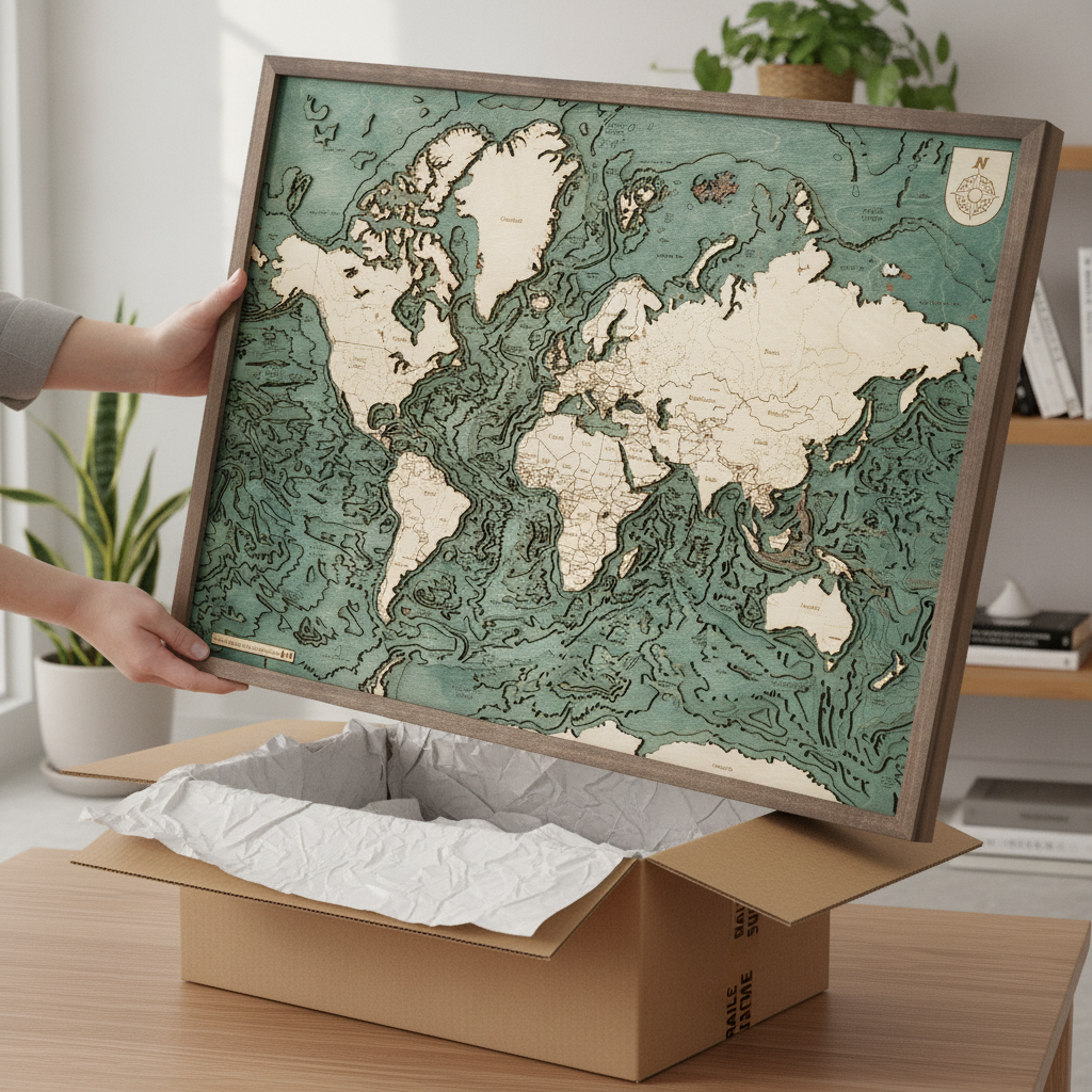 WORLD MAP 3D wooden wall map