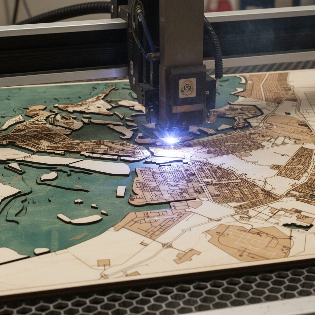 ABU DHABI 3D Wooden Wall Map - Version L