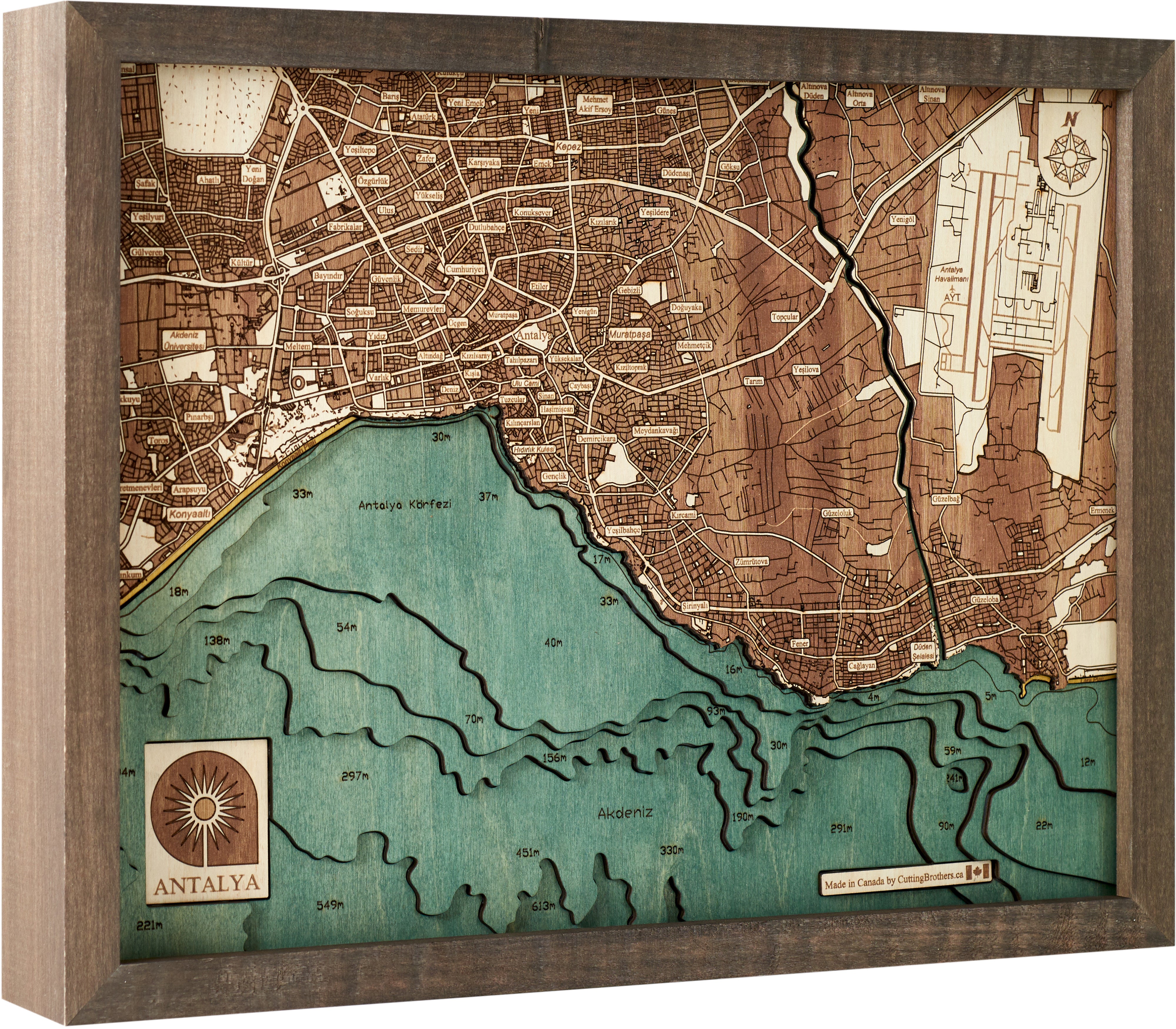 ANTALYA 3D Wooden Wall Map - Version S