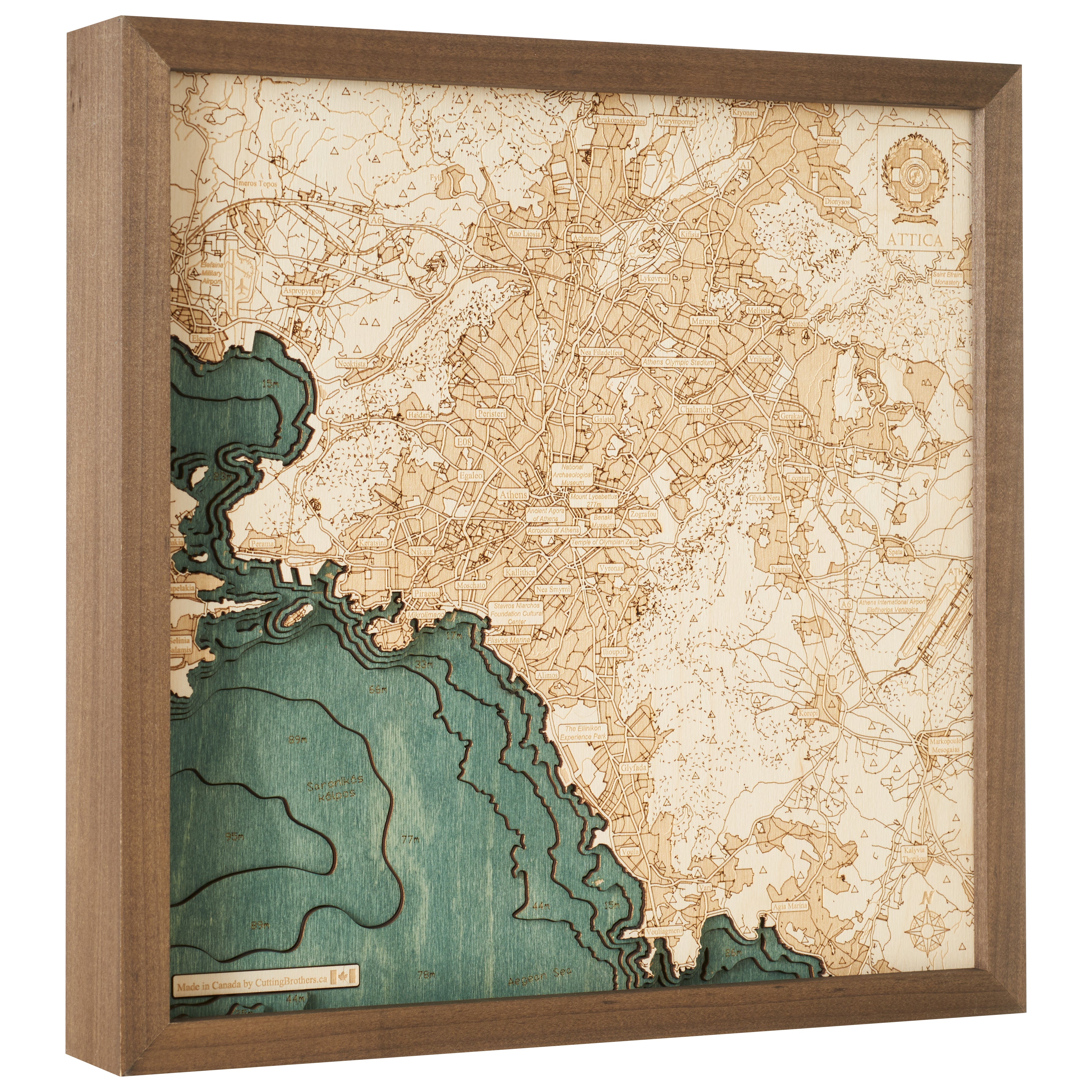 GREECE 3D Wooden Wall Map - Version L 