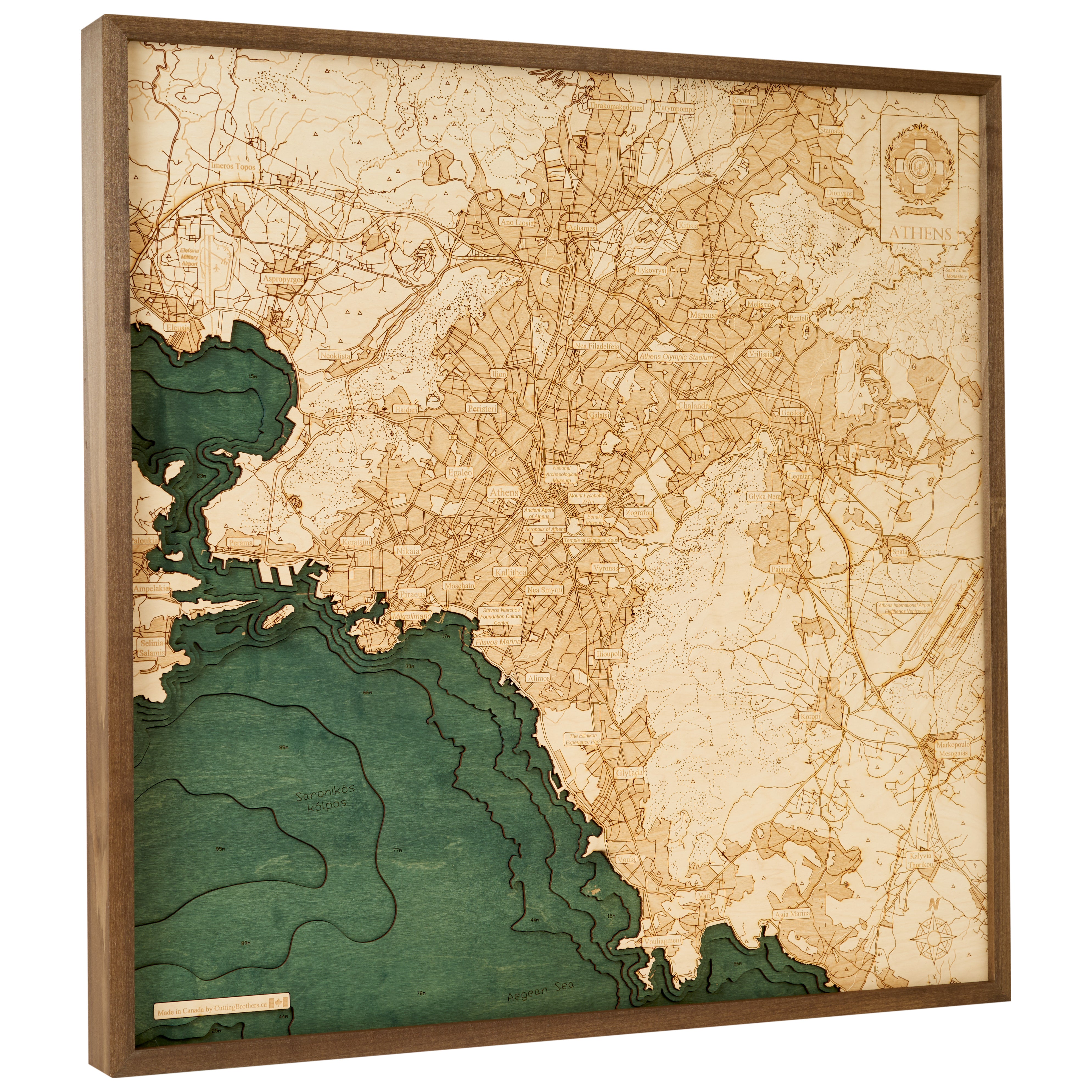 GREECE 3D Wooden Wall Map - Version L 