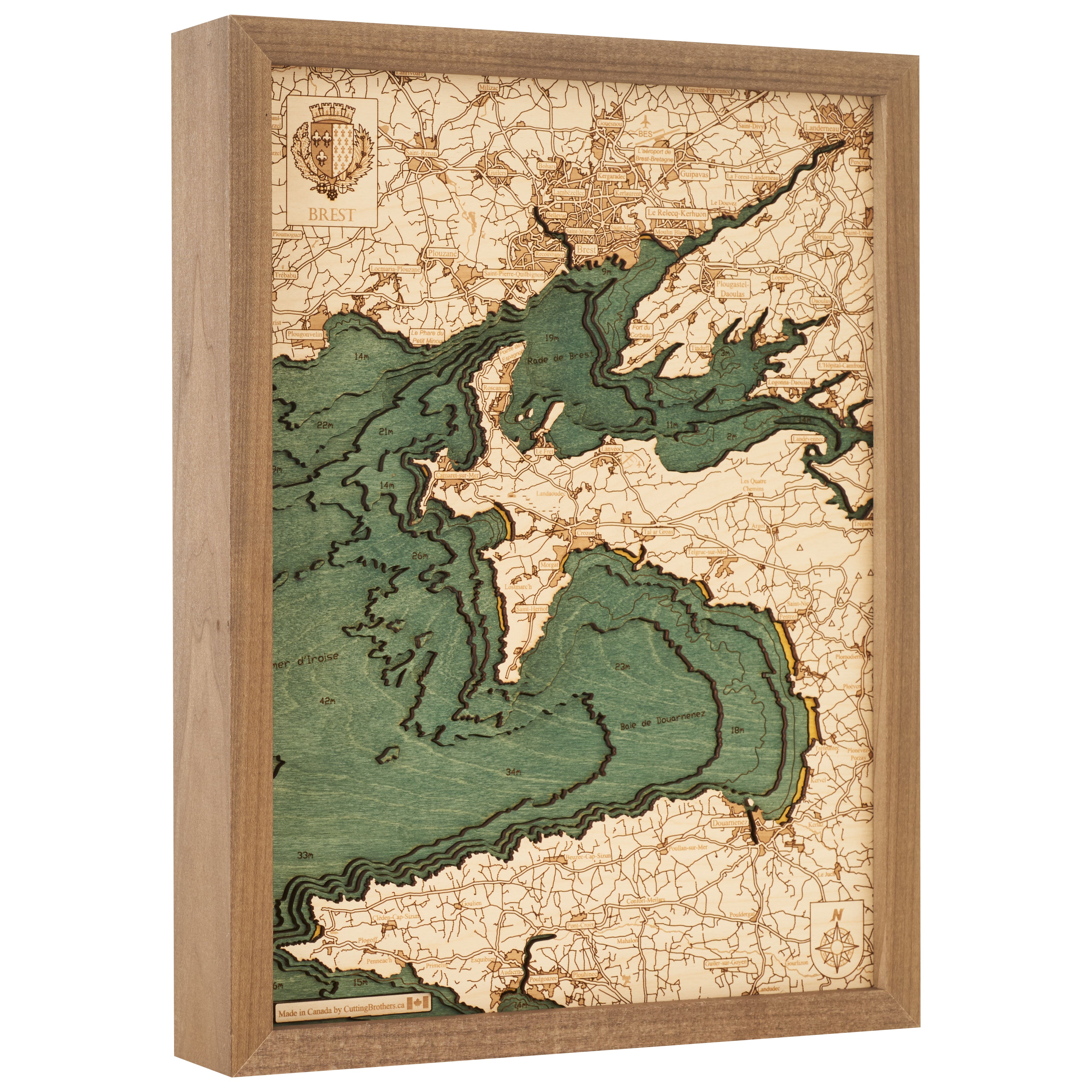 BREST - 3D Holz Wandkarte - Version S - lieferbar ab Oktober 2025