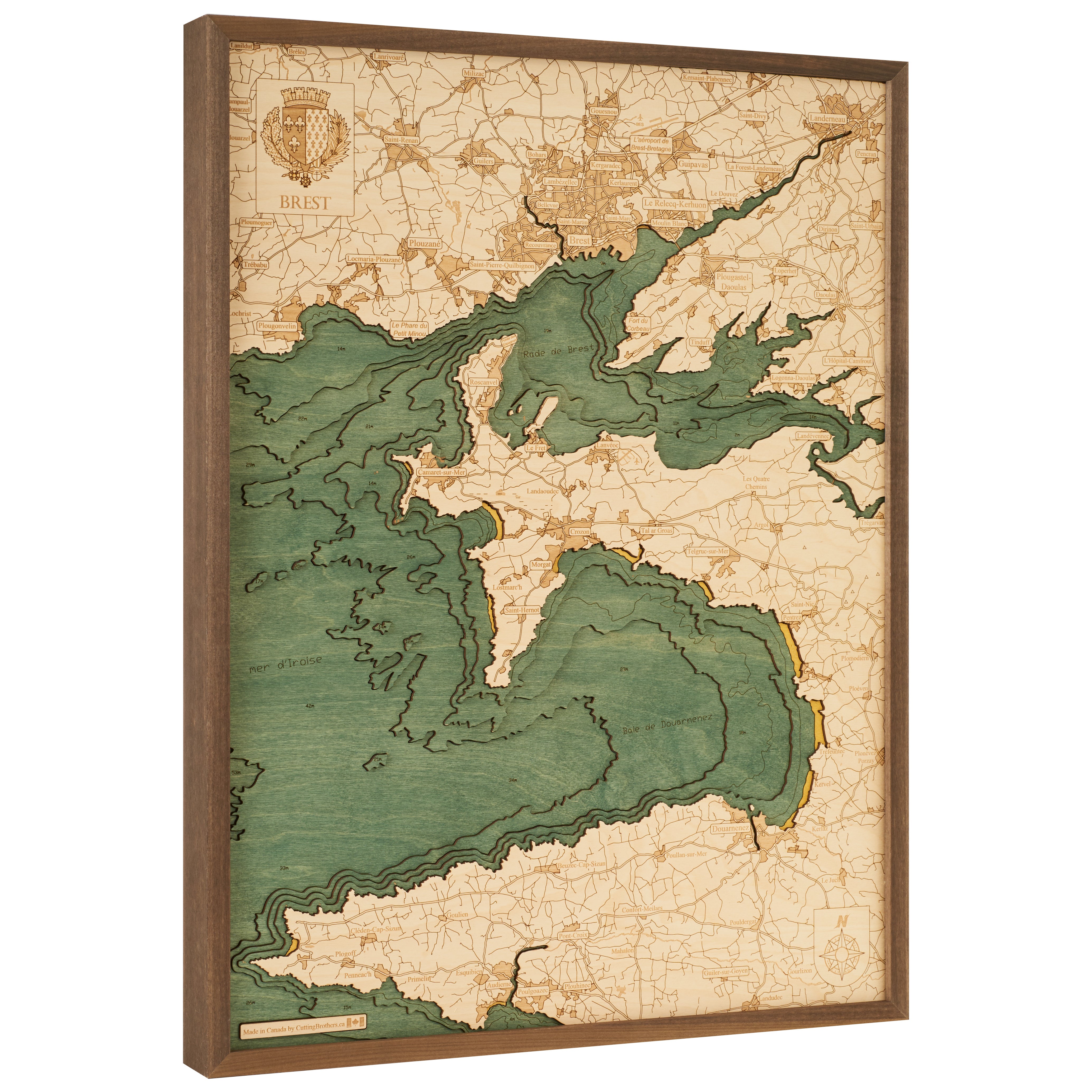BREST - 3D Holz Wandkarte - Version L - lieferbar ab Oktober 2025