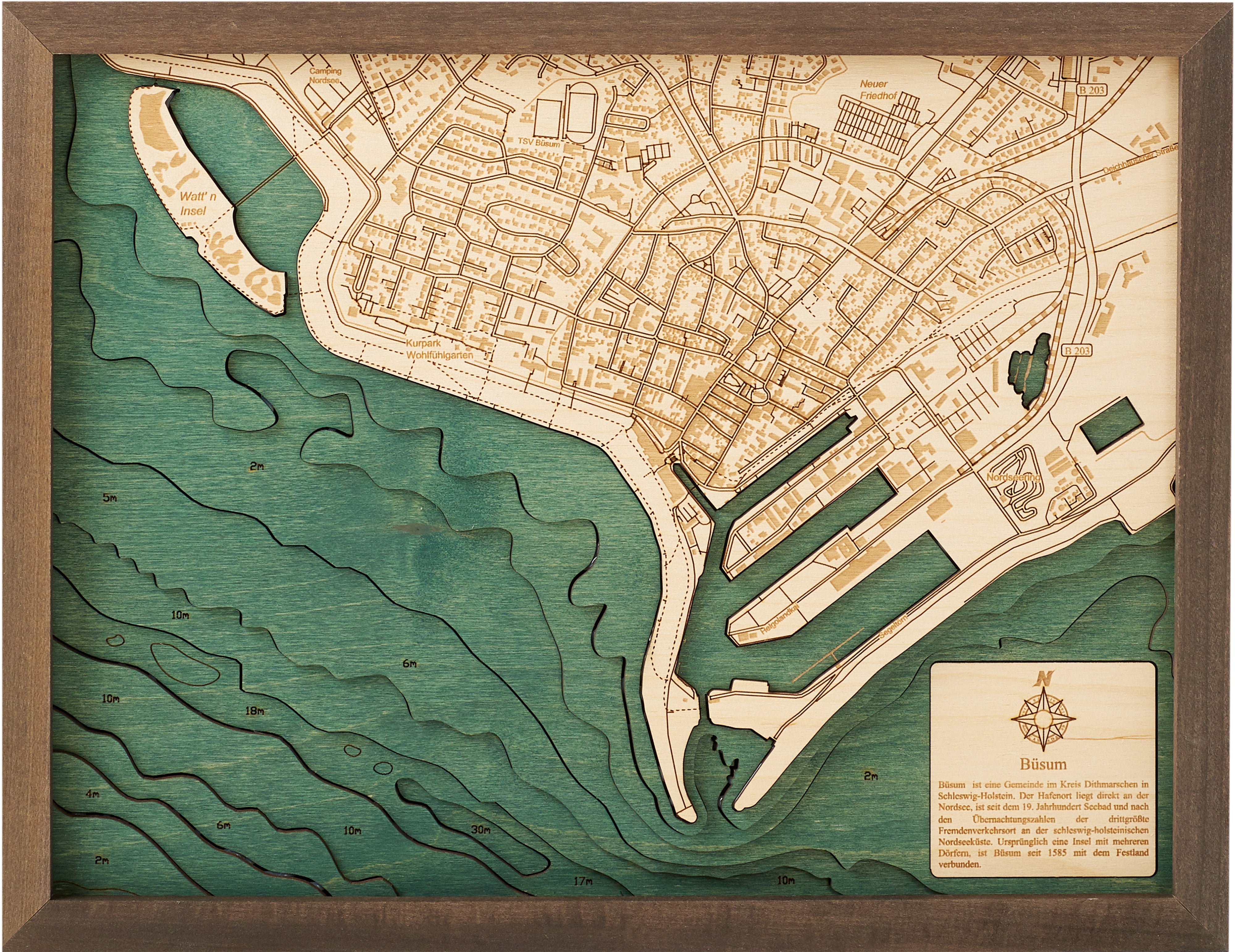 BÜSUM 3D wooden wall map - version S