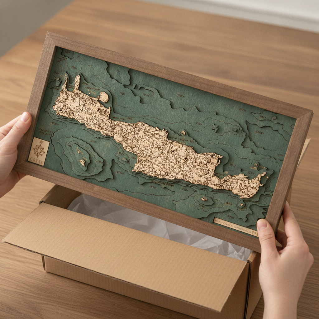 KRETA - 3D Holz Wandkarte - Version S