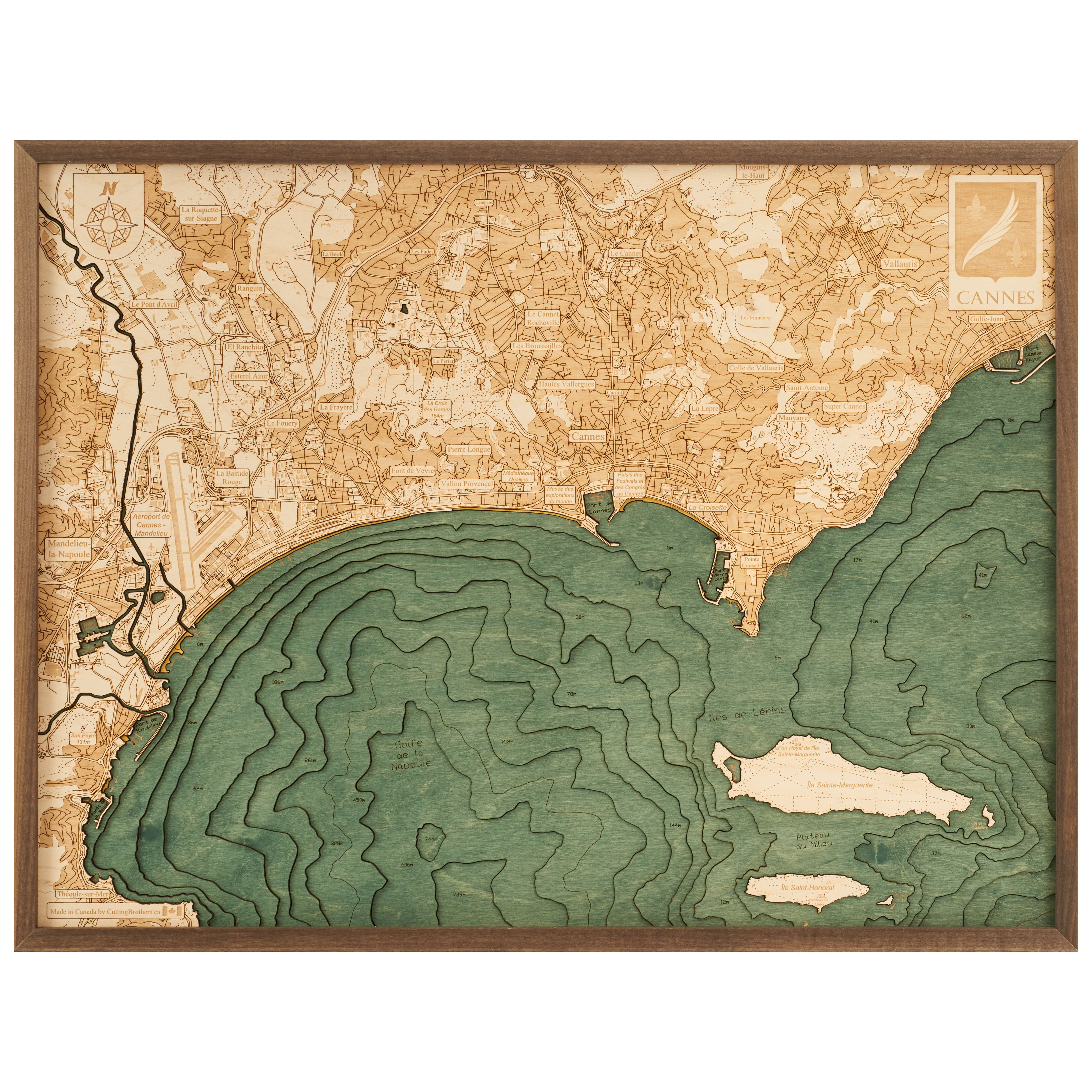CANNES - 3D Holz Wandkarte - Version L - lieferbar ab Oktober 2025