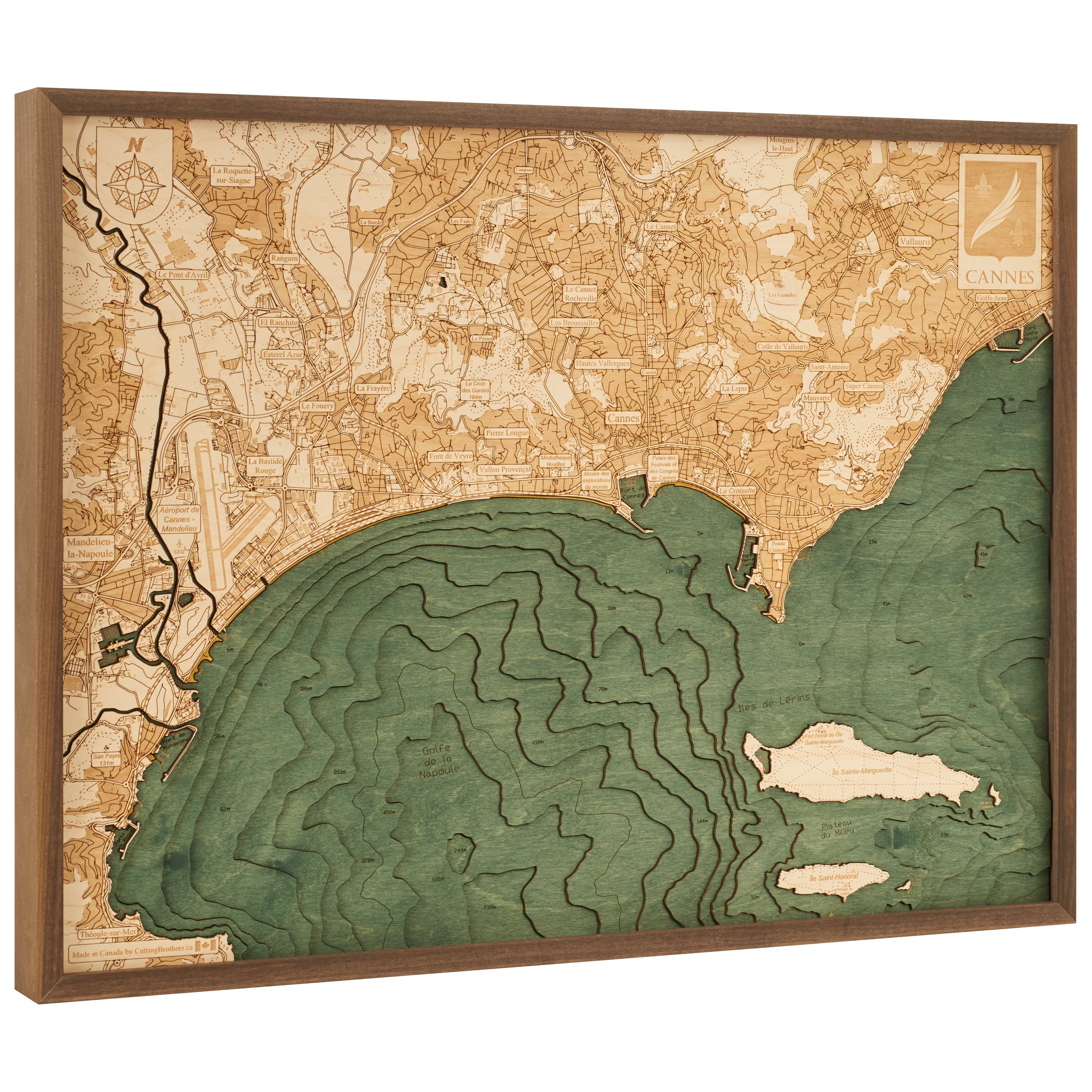 CANNES - 3D Holz Wandkarte - Version L - lieferbar ab Oktober 2025