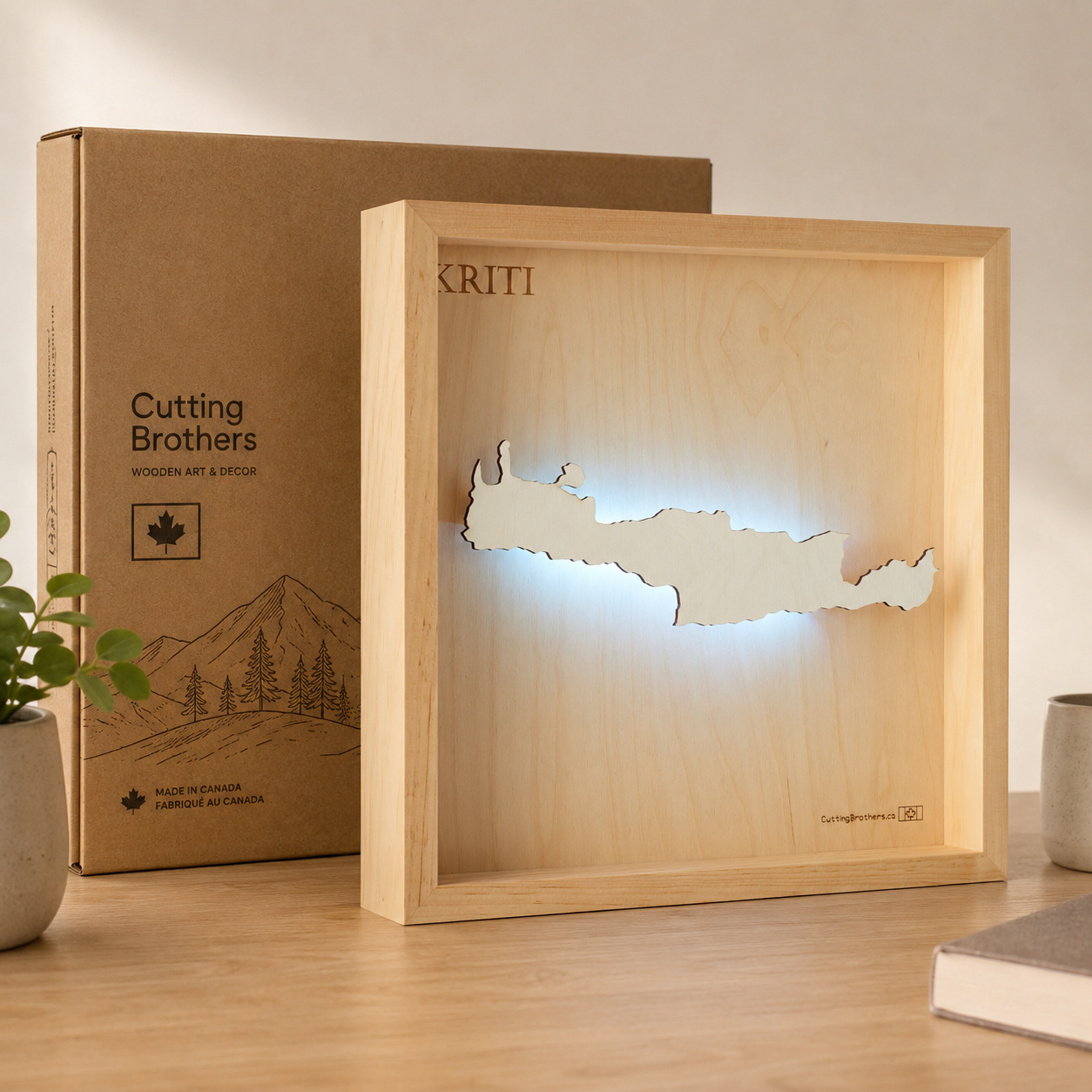 KRETA-  3D Holz INSEL LICHT KARTE (LED)
