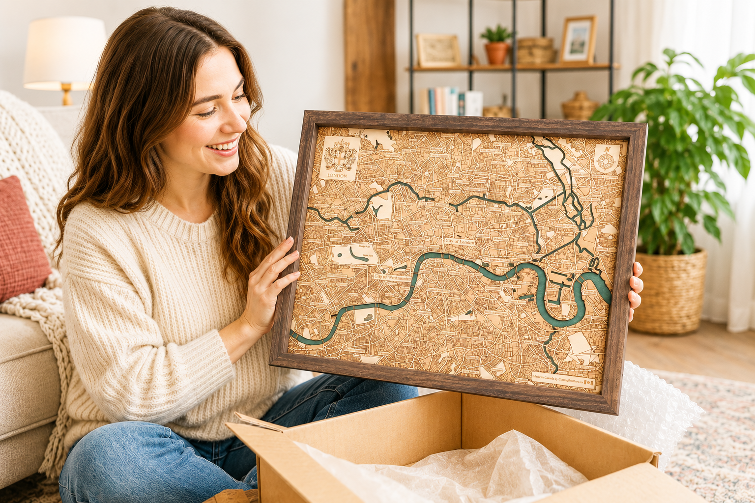 LONDON 3D Holz Wandkarte - Version S
