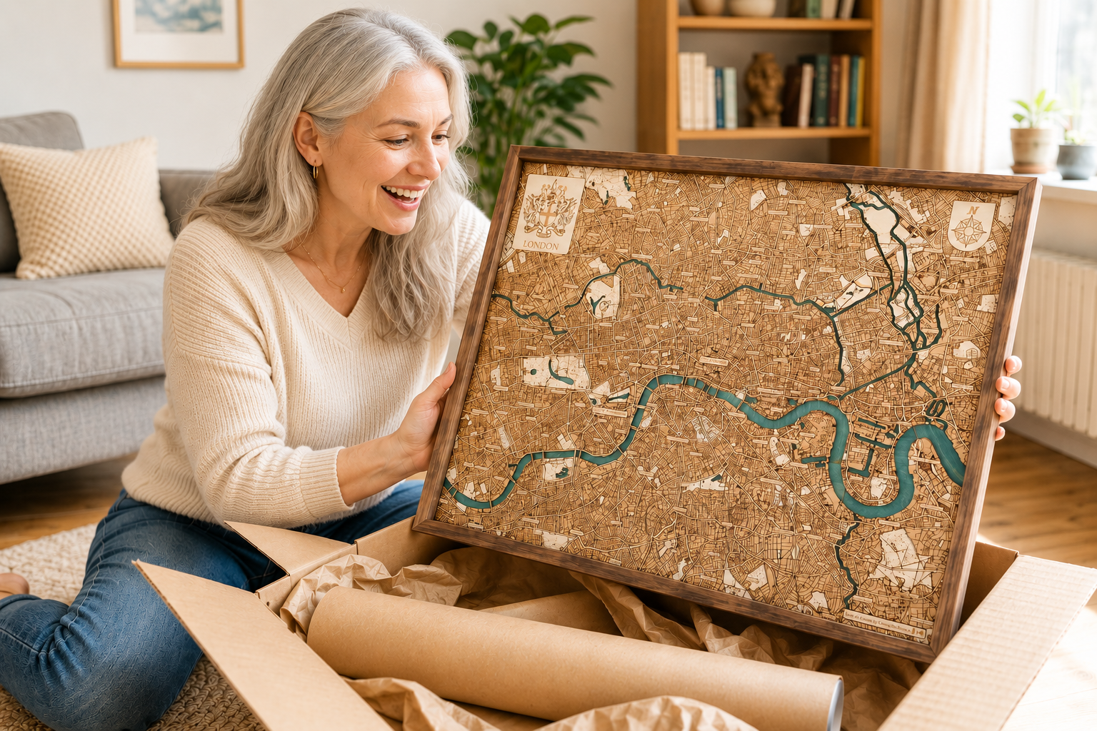 LONDON 3D Holz Wandkarte - Version L