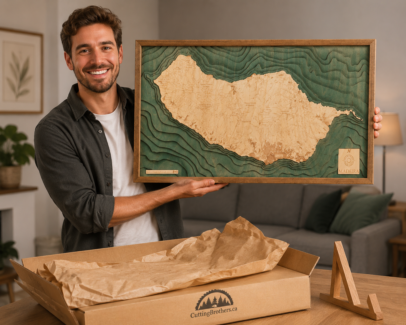 MADEIRA 3D Holz Wandkarte - Version M