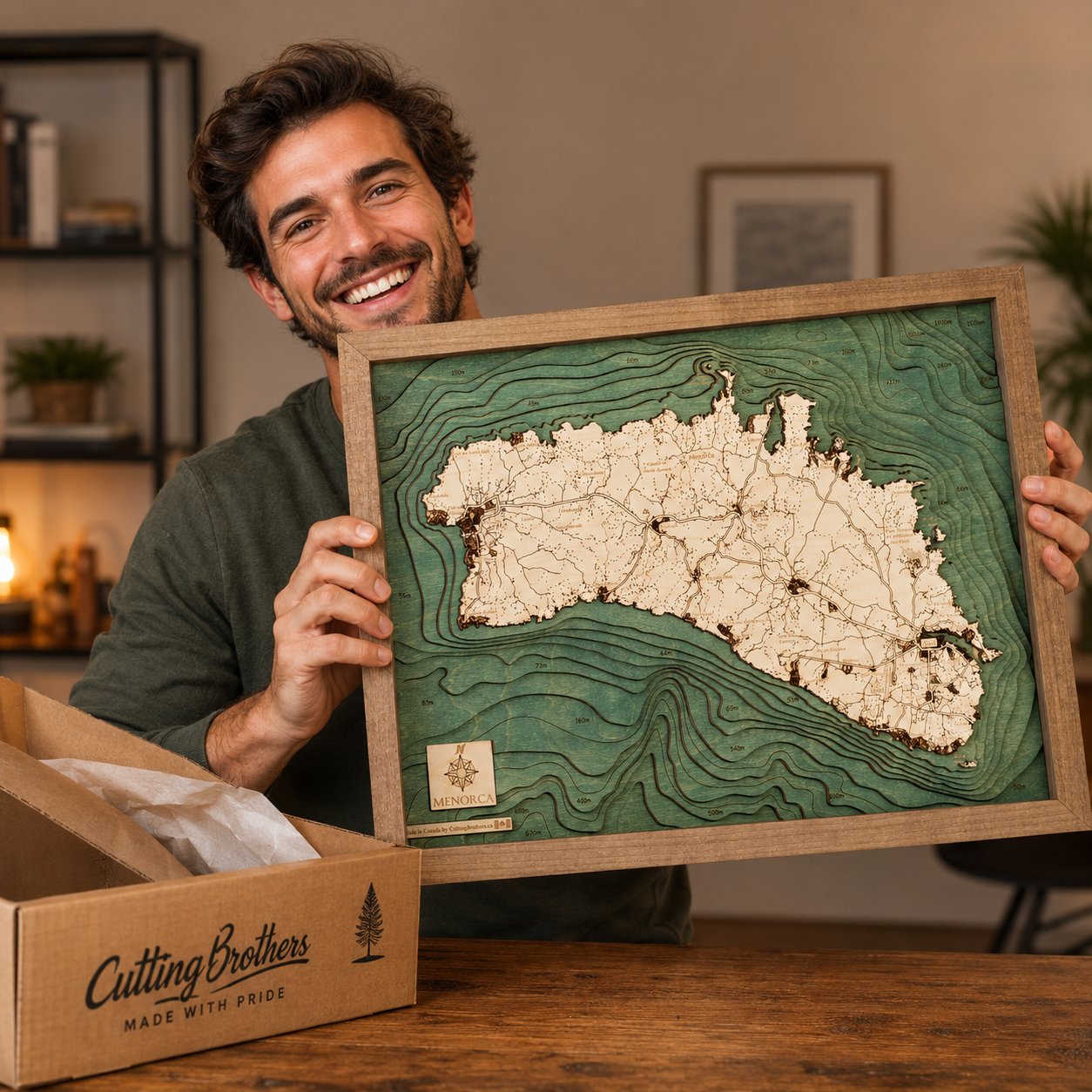 MENORCA 3D Holz Wandkarte - Version S