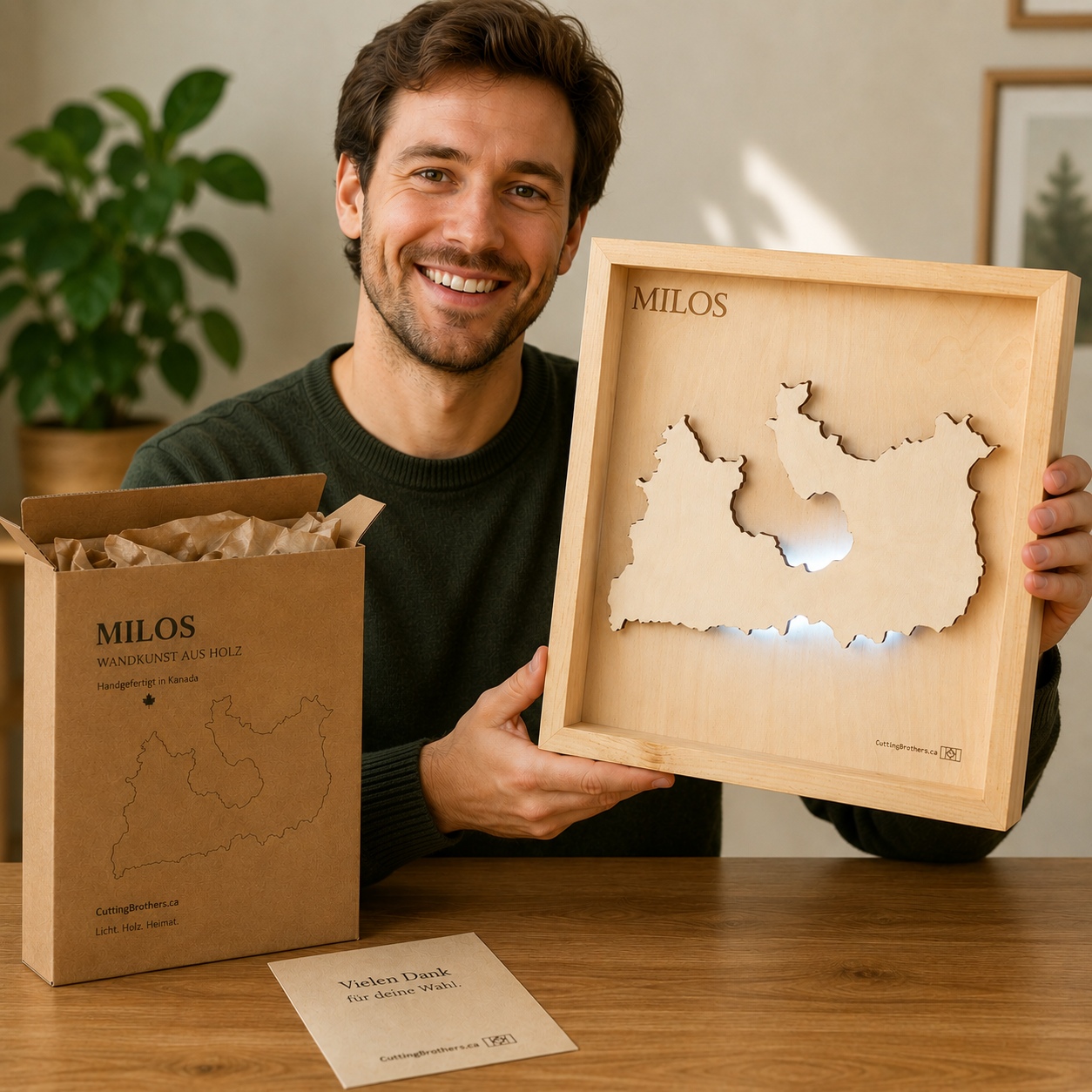 MILOS -  3D Holz INSEL LICHT KARTE (LED)