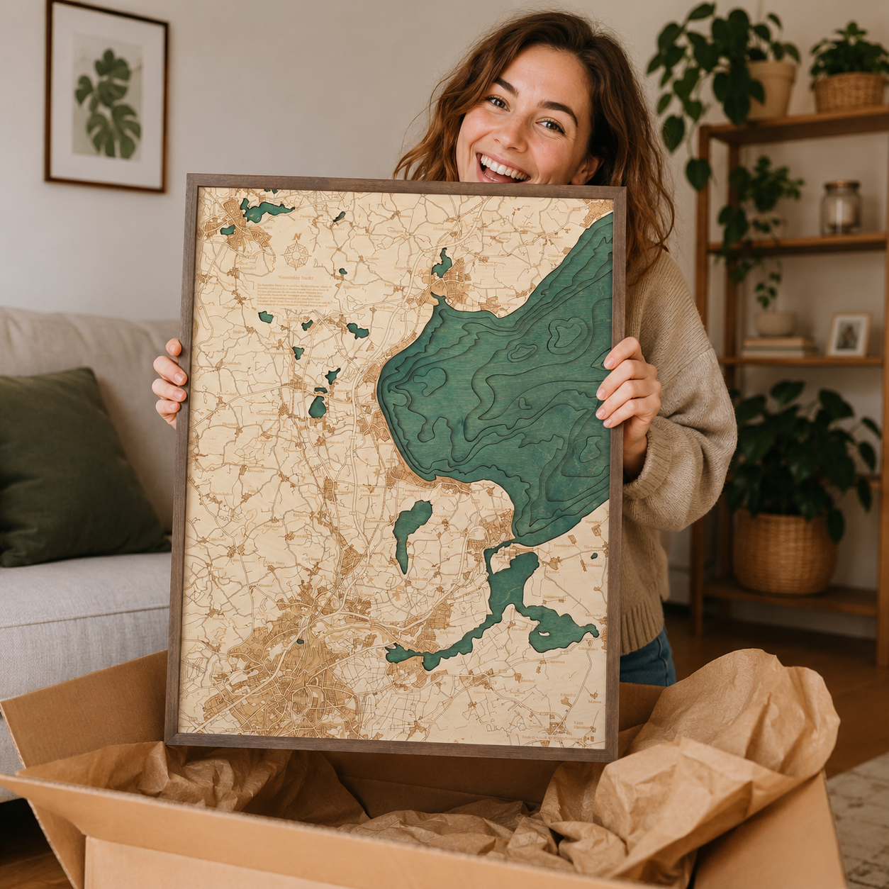 NEUSTÄDTER BUCHT 3D Holz Wandkarte - Version L