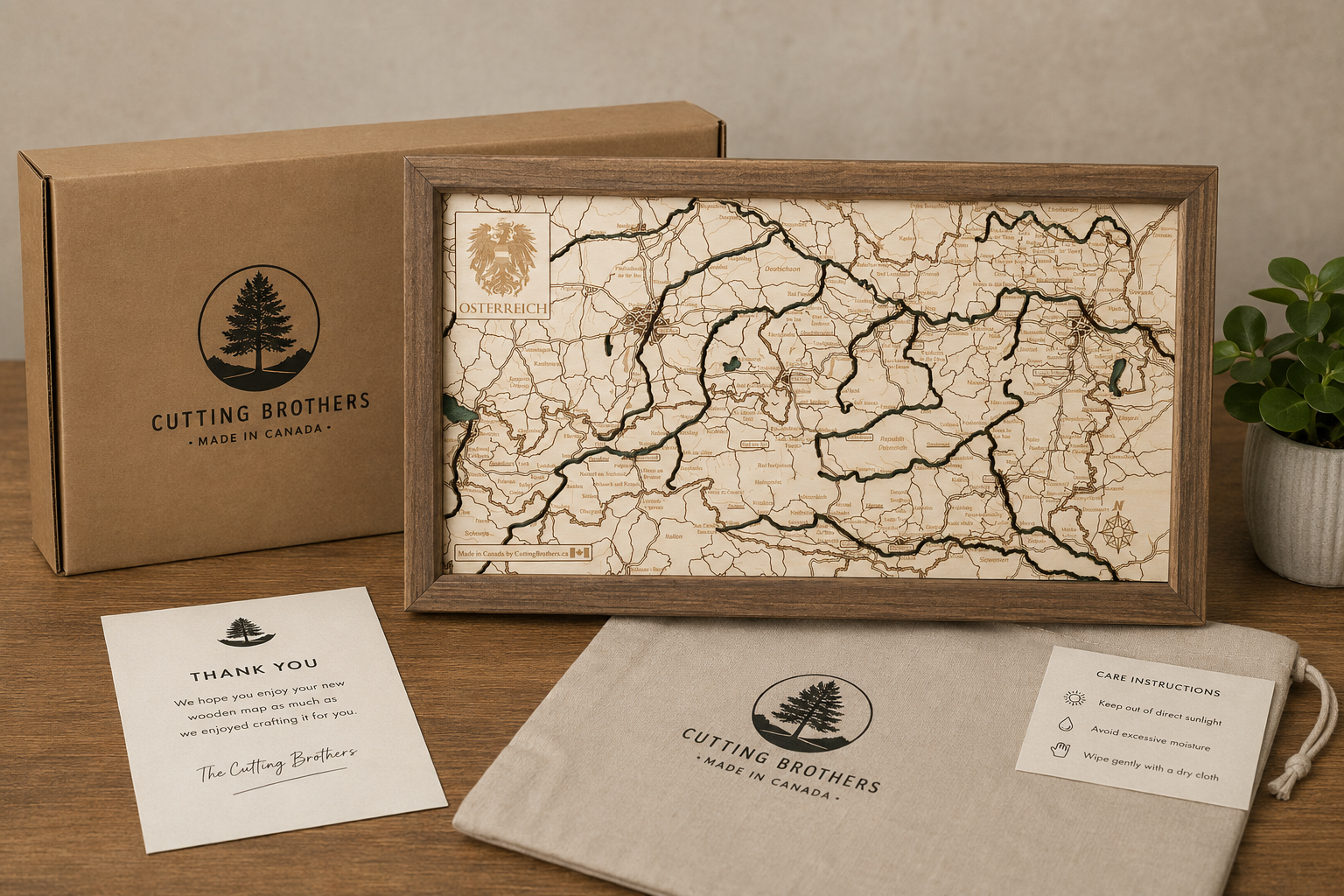 ÖSTERREICH 3D Holz Wandkarte - Version S