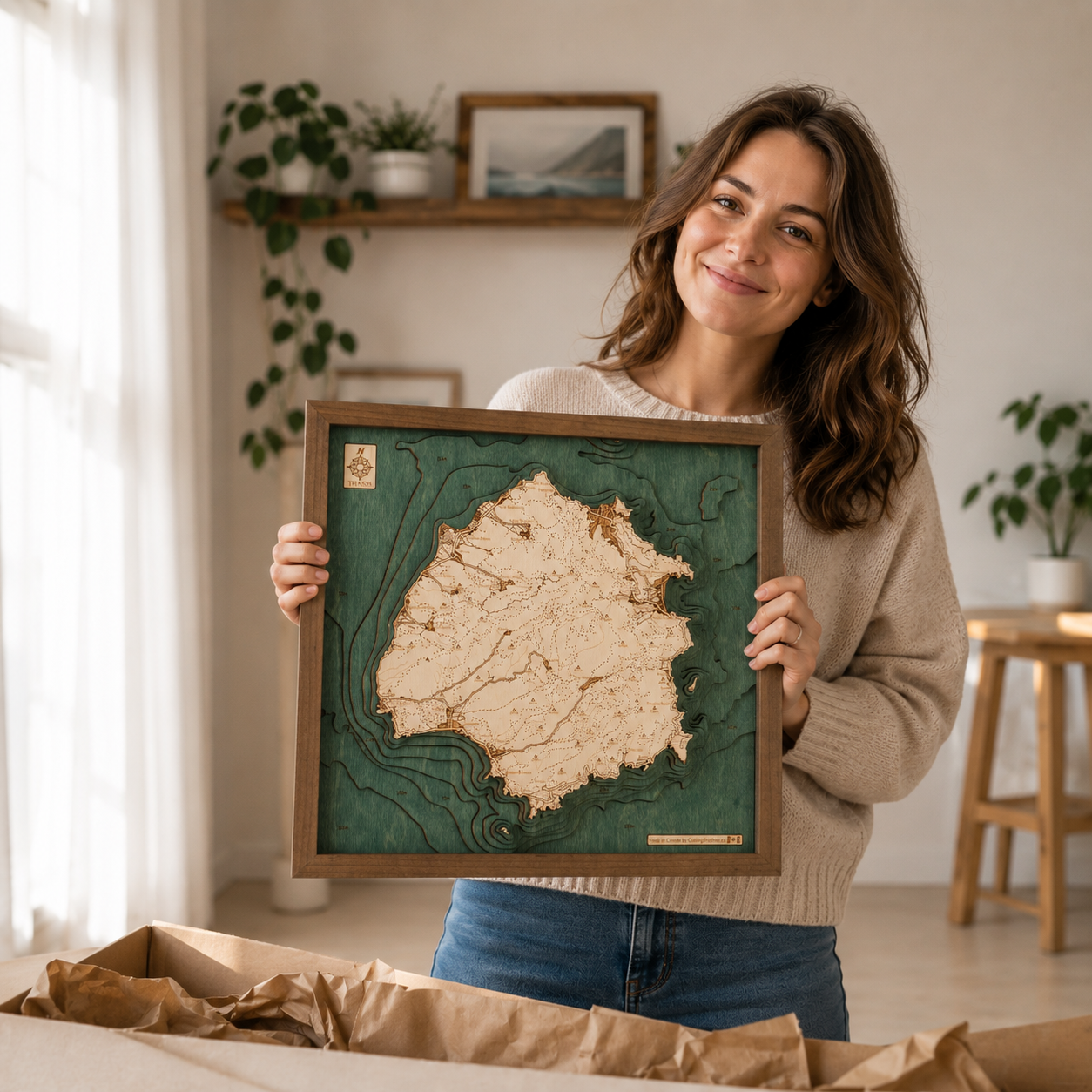 THASOS -  3D Holz Wandkarte - Version S