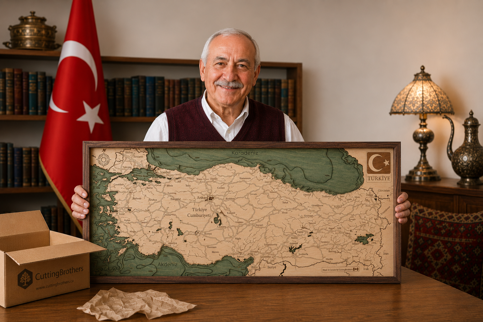 TÜRKEI TÜRKIYE 3D Holz Wandkarte - Version M