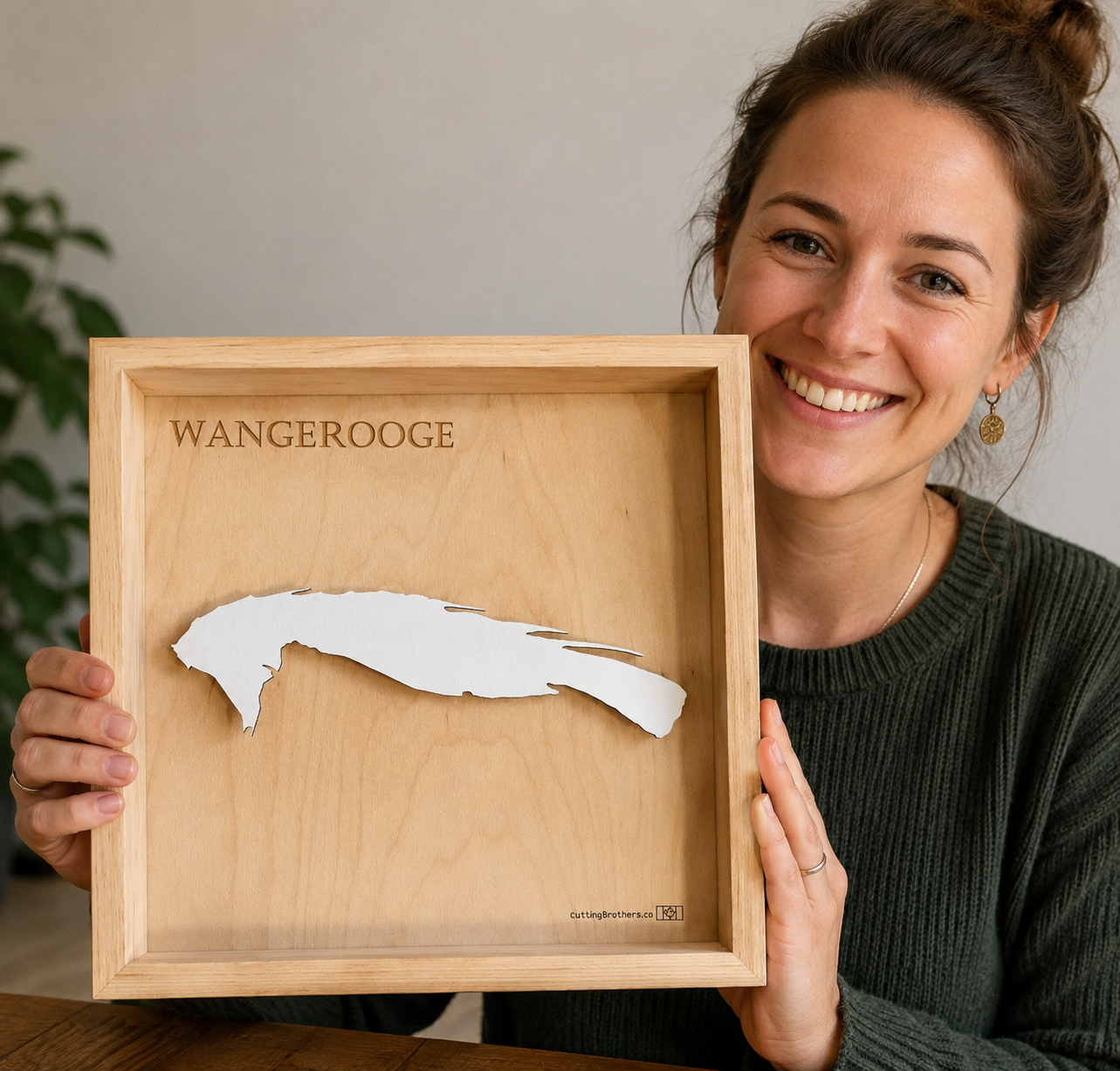 WANGEROOGE -  3D Holz INSEL LICHT KARTE (LED)