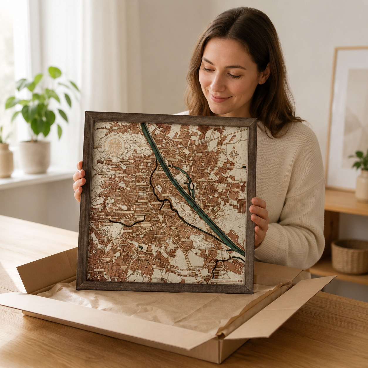 WIEN 3D Holz Wandkarte - Version S