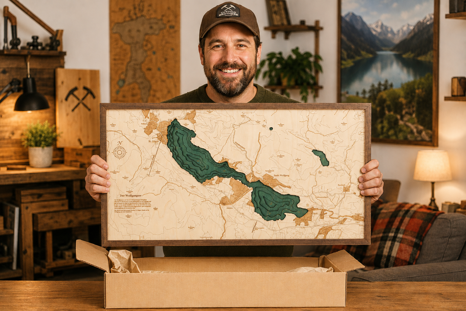 WOLFGANGSEE 3D Holz Wandkarte - Version M