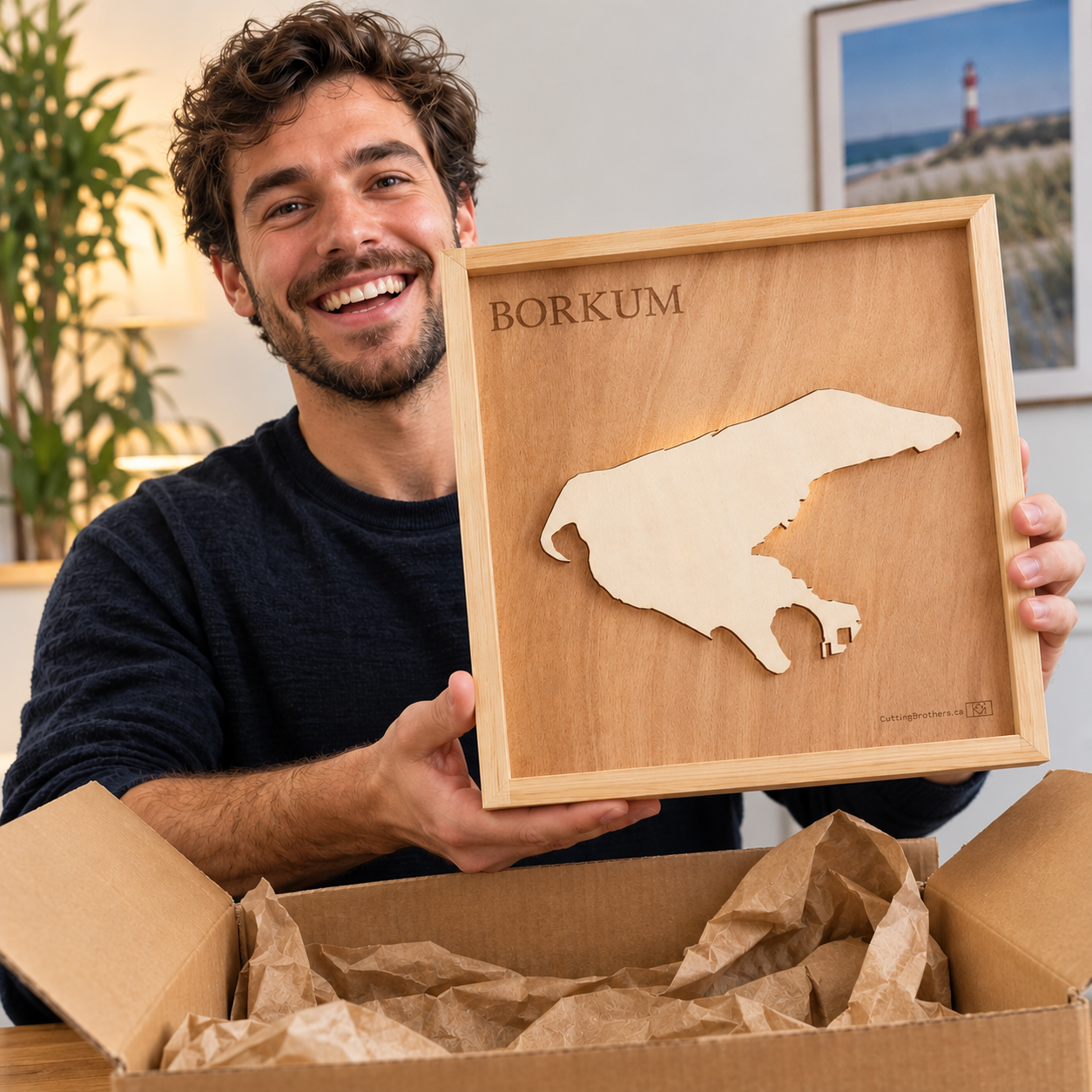 BORKUM 3D Holz INSEL LICHT KARTE (LED)