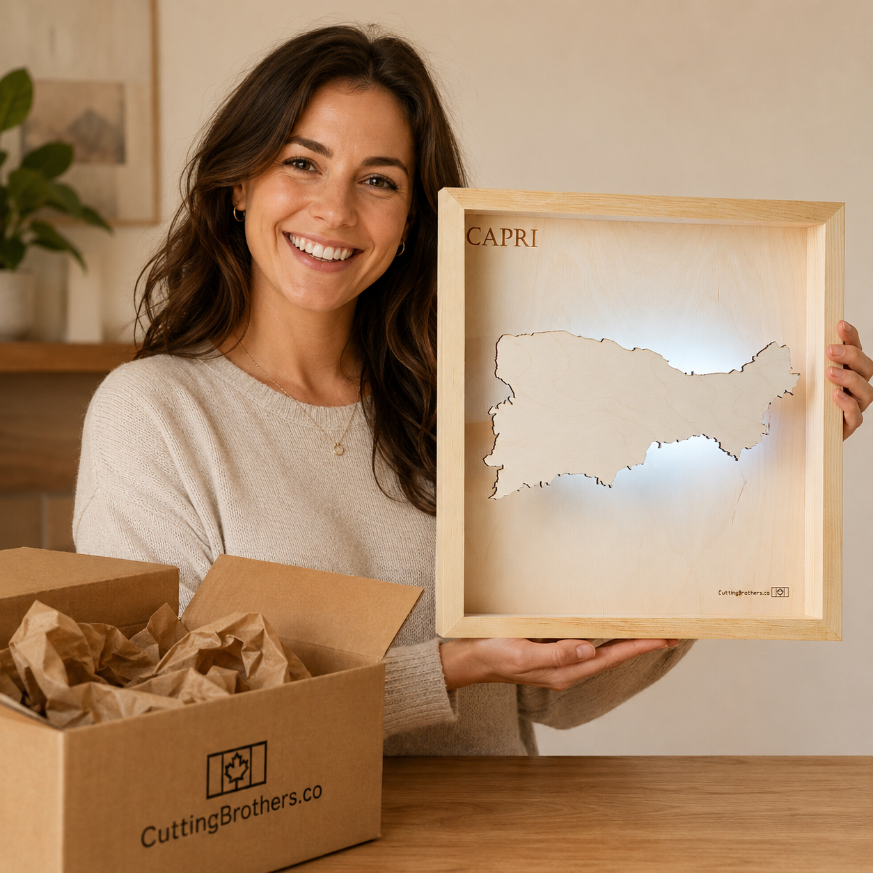 CAPRI -  3D Holz INSEL LICHT KARTE (LED)
