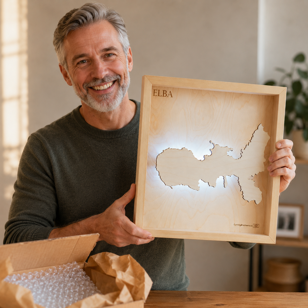 ELBA -  3D Holz INSEL LICHT KARTE (LED)
