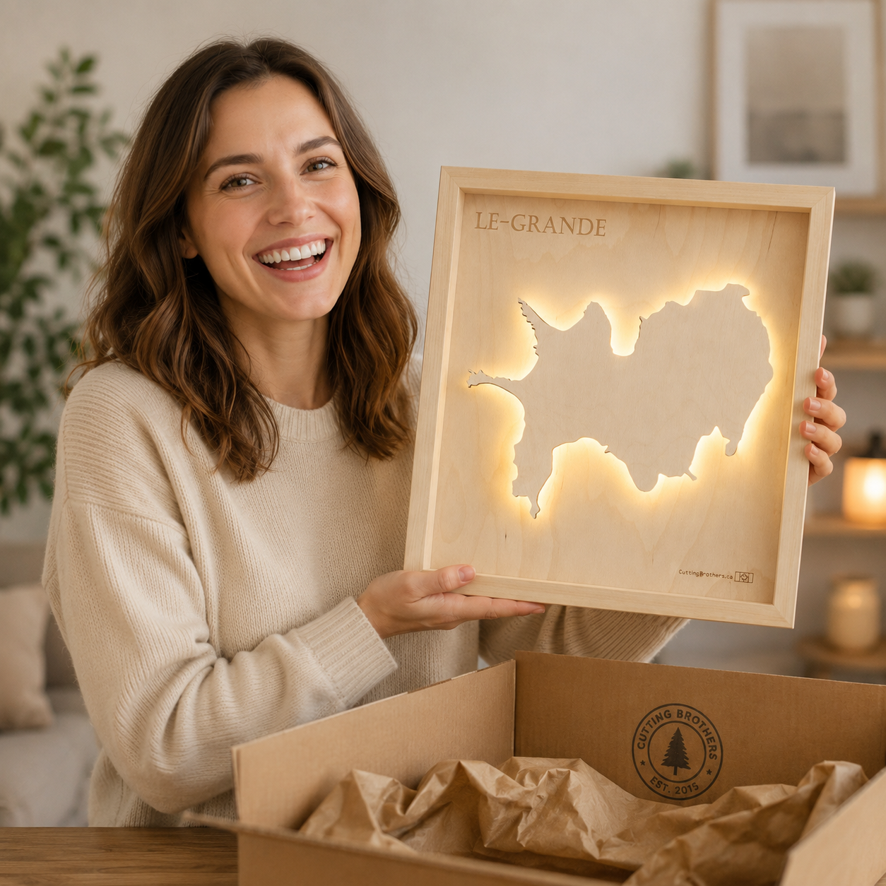 ILE GRANDE -  3D Holz INSEL LICHT KARTE (LED)