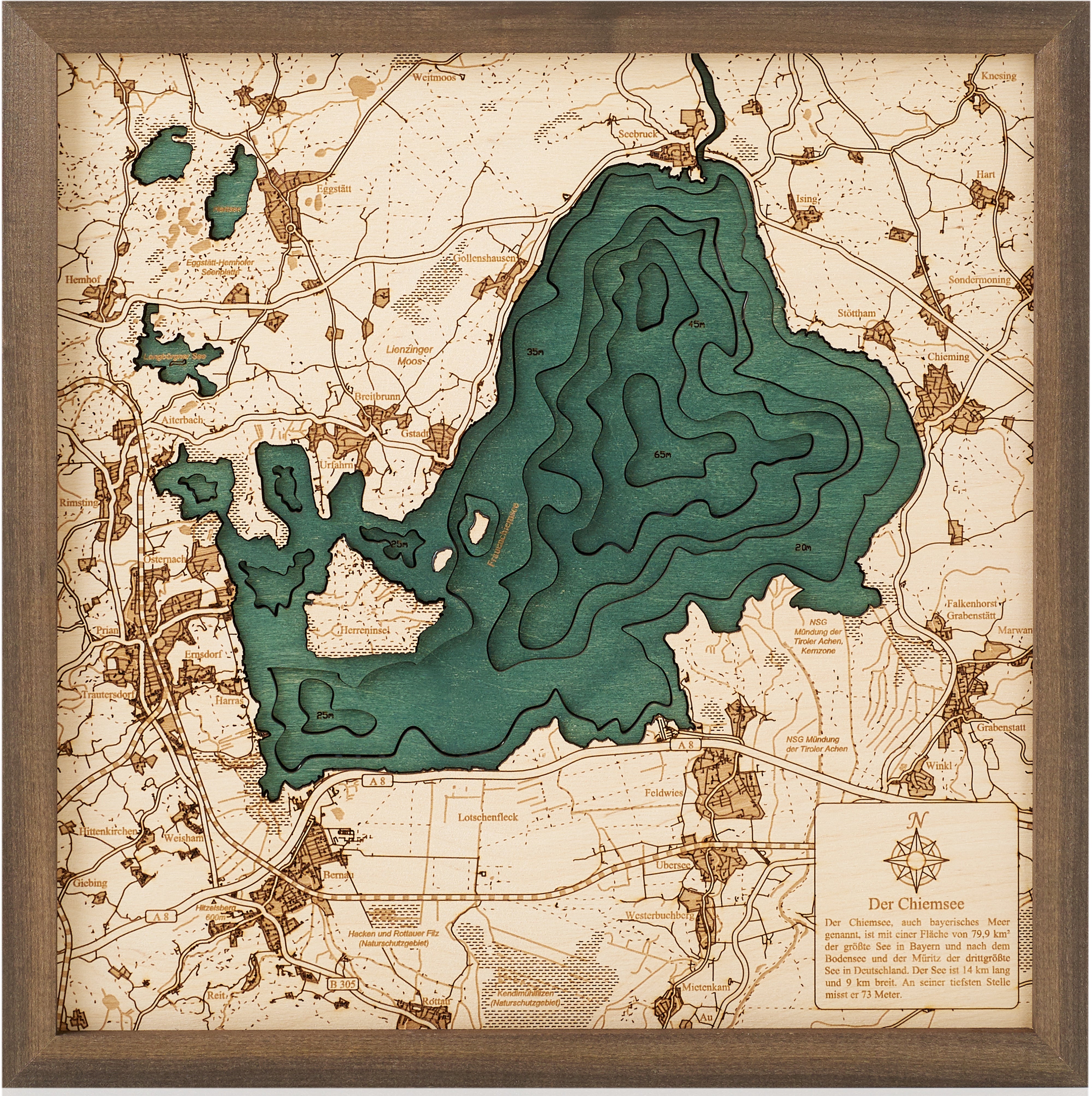CHIEMSEE 3D wooden wall map - version S