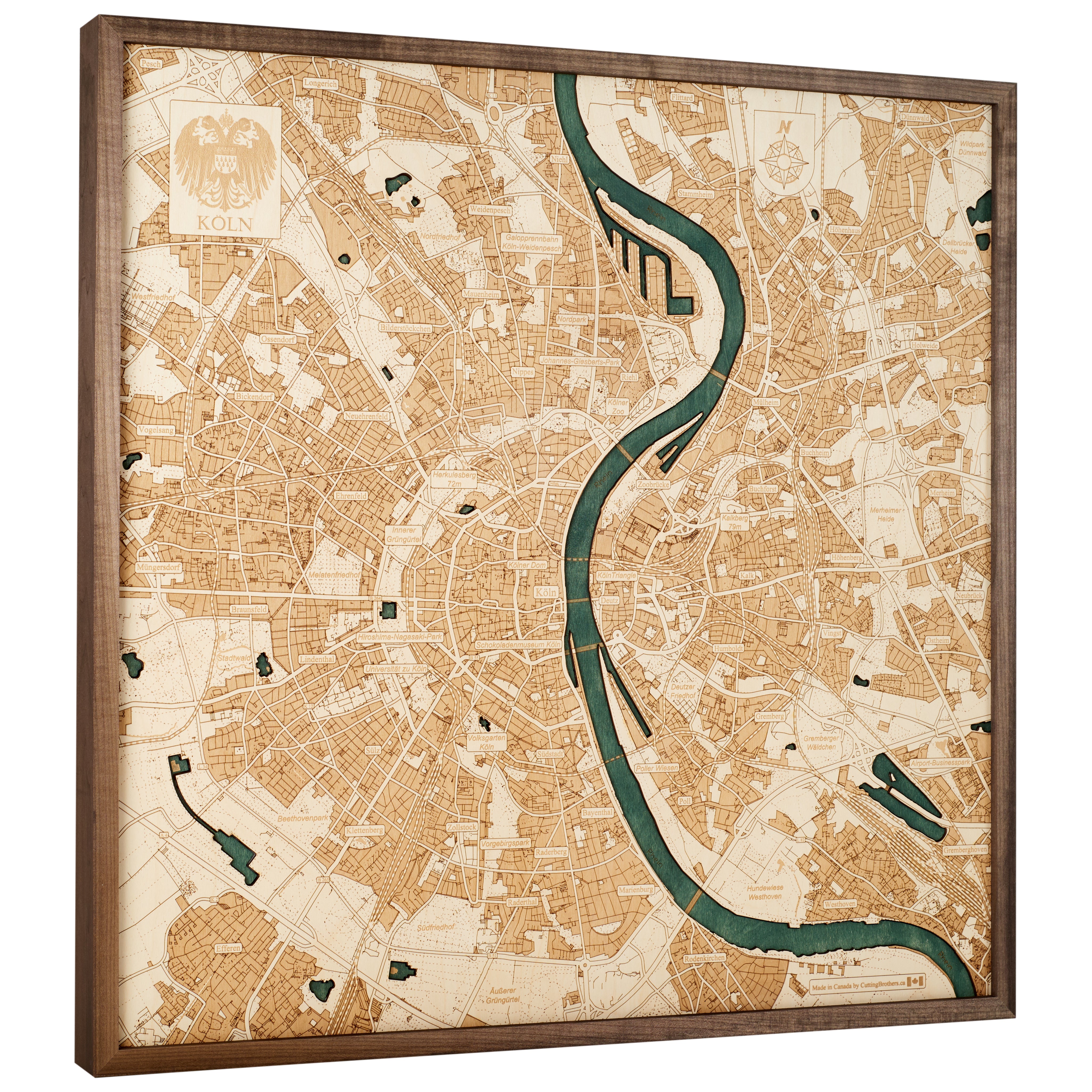 COLOGNE 3D wooden wall map - version L 