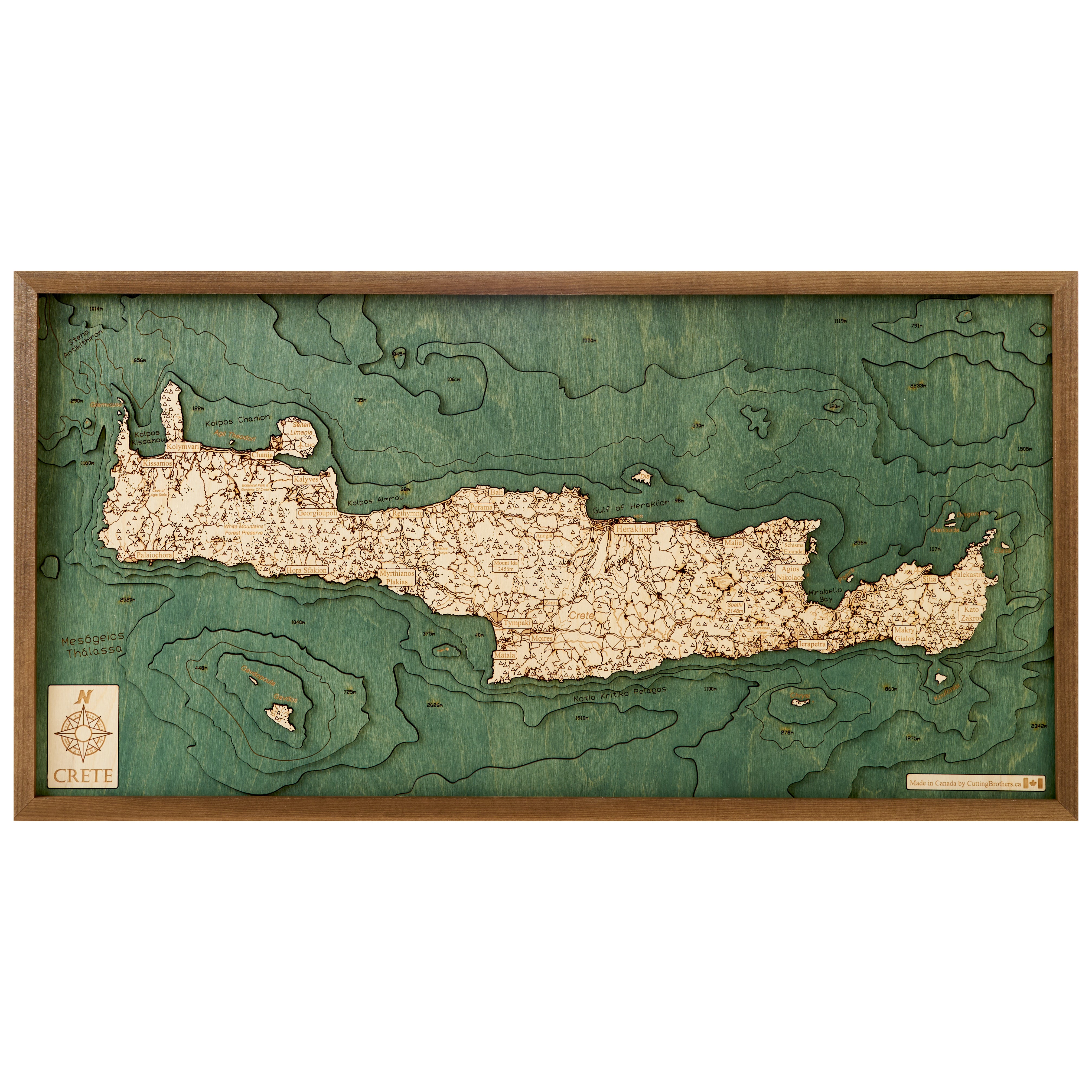 GREECE 3D Wooden Wall Map - Version L 
