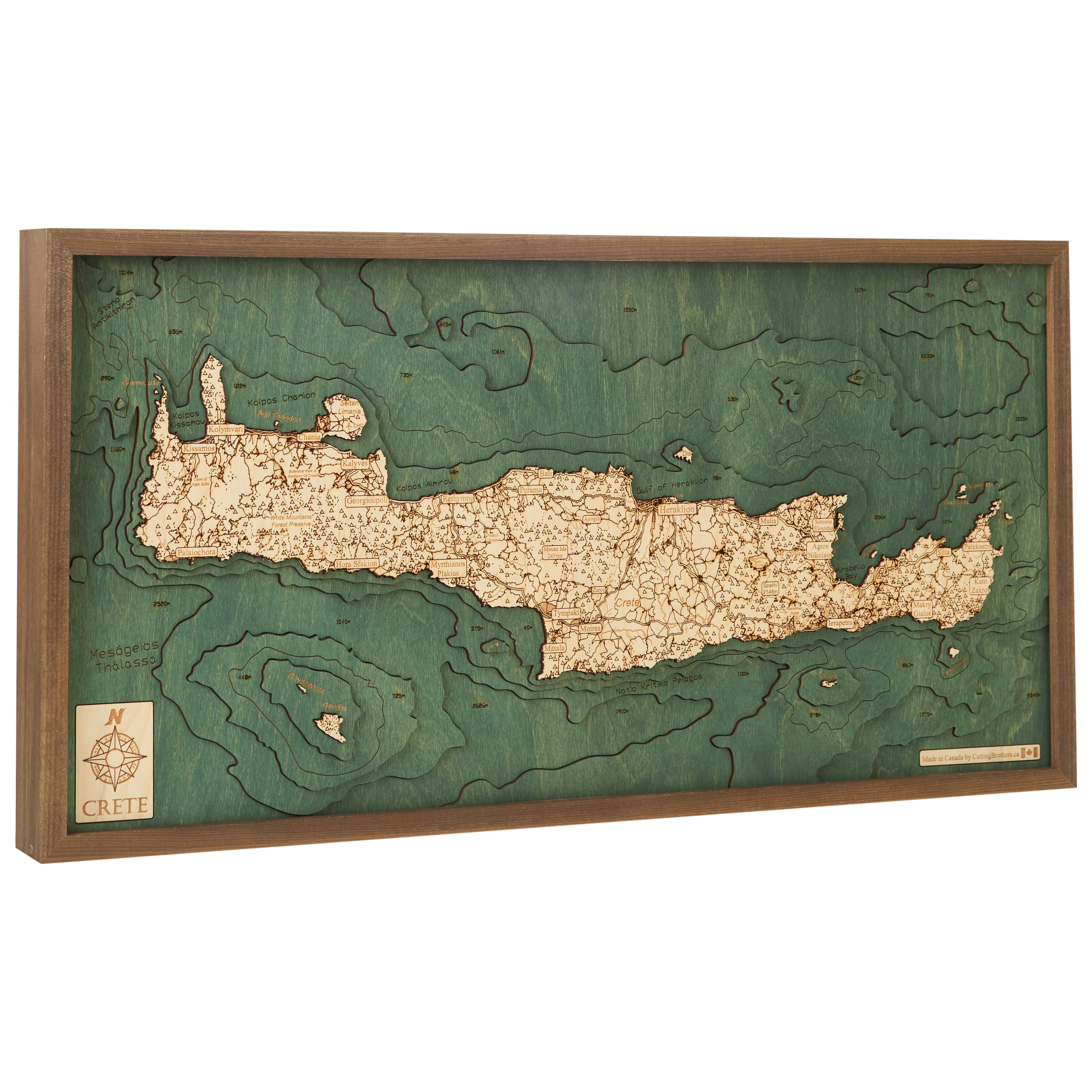 GREECE 3D Wooden Wall Map - Version L 