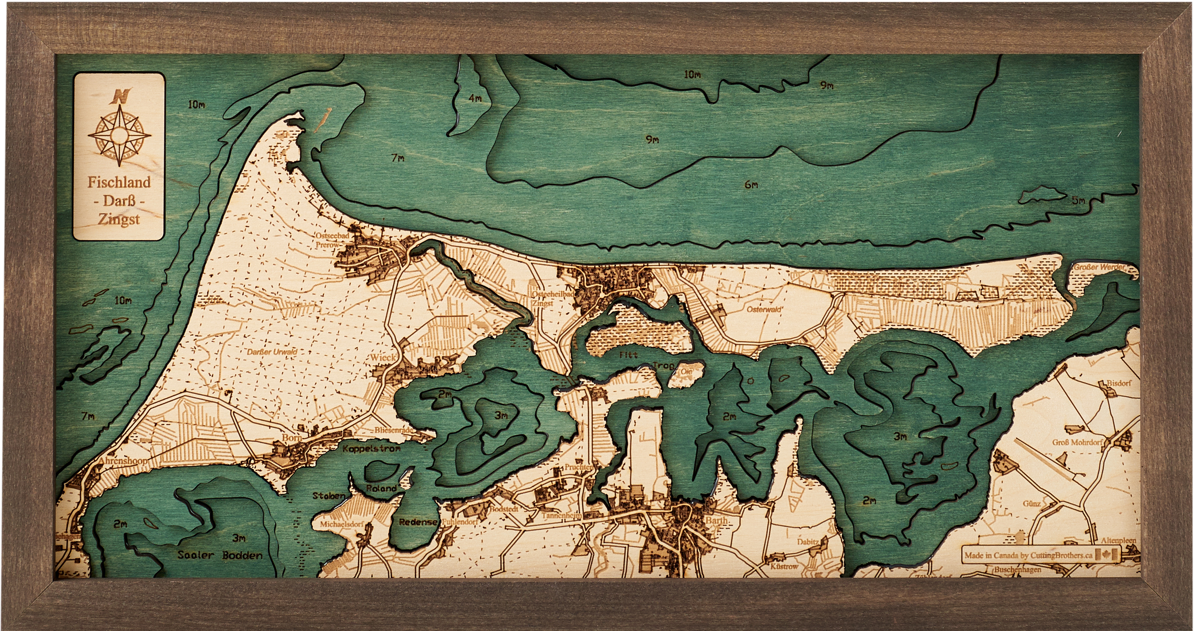 FISCHLAND-DARß-ZINGST 3D wooden wall map - version S