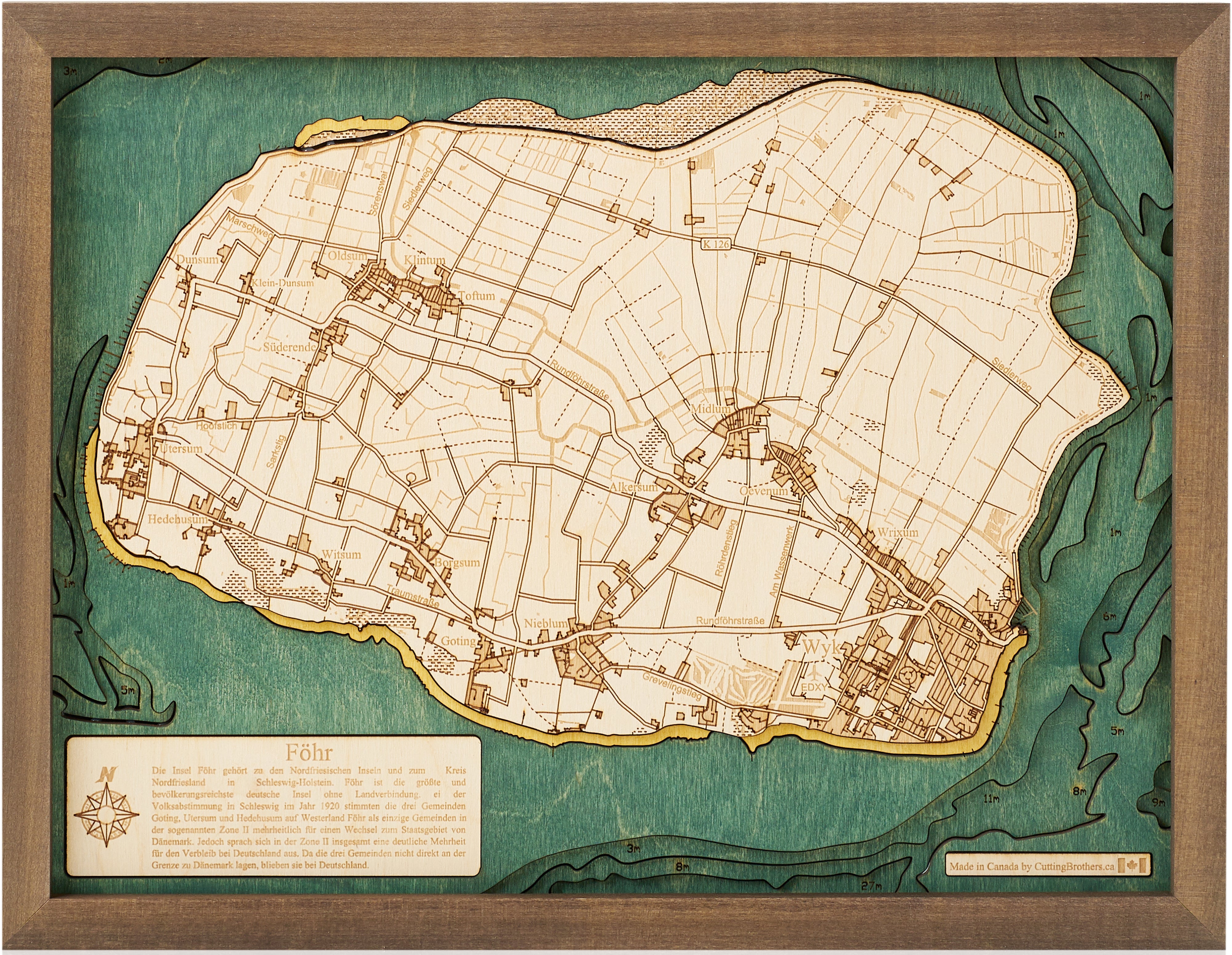 FÖHR 3D wooden wall map - version S 