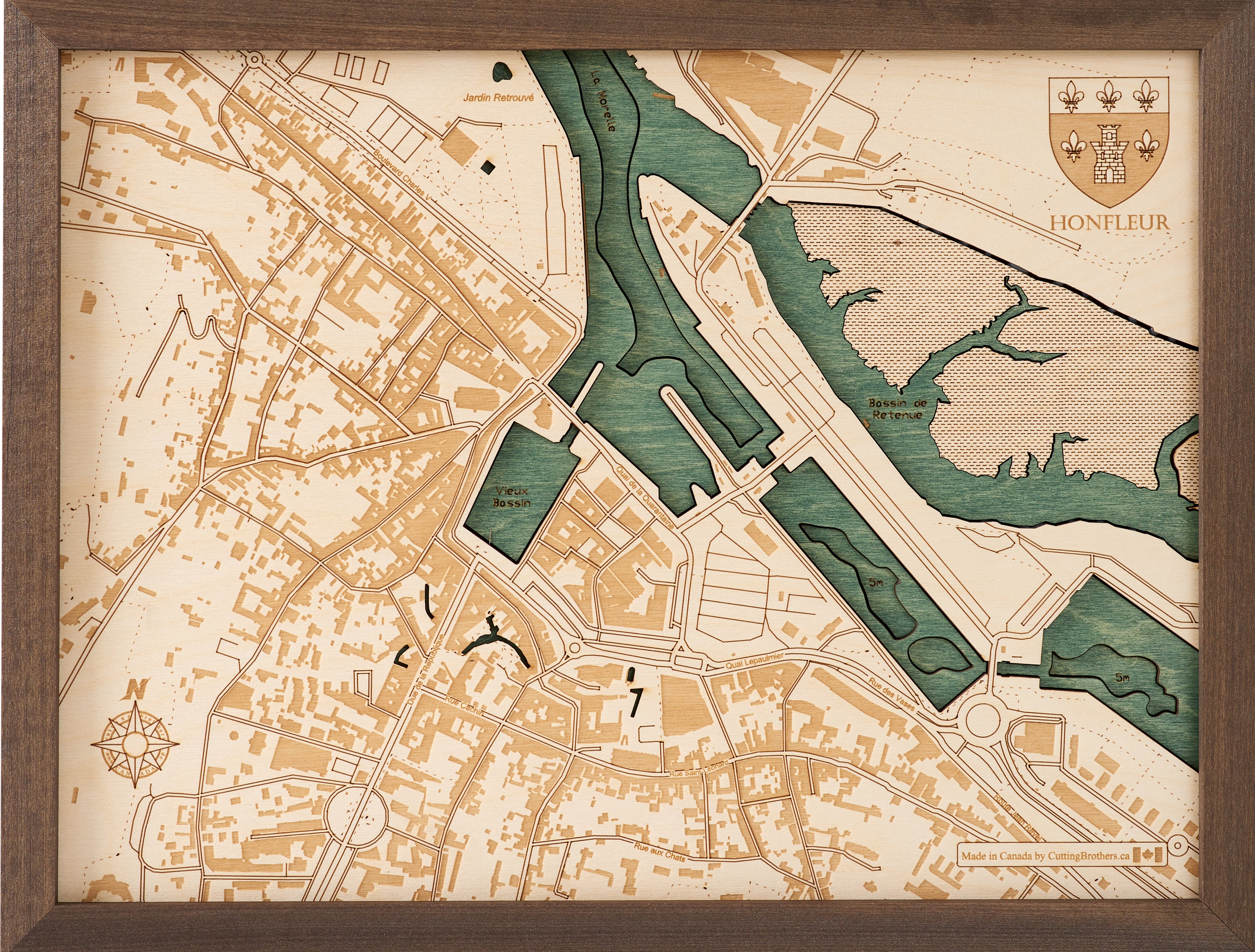 HONFLEUR 3D wooden wall map - version S 