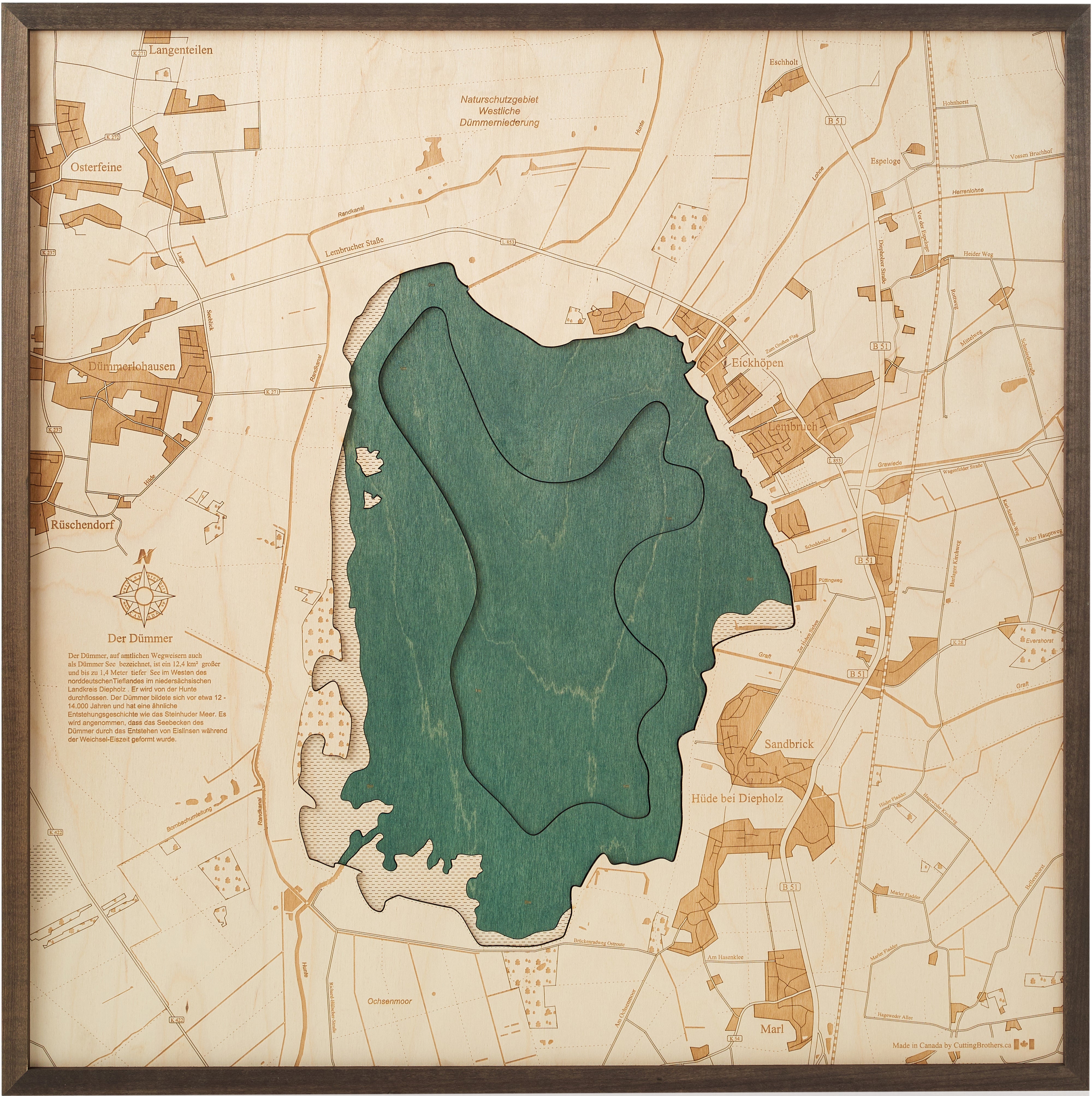 DÜMMER SEE 3D wooden wall map - version L