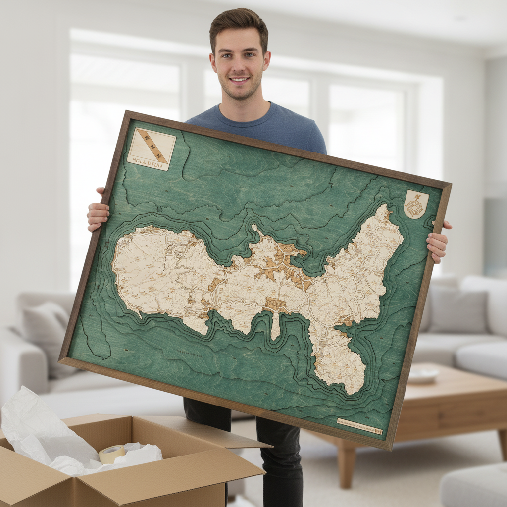 ELBA 3D Holz Wandkarte - Version L