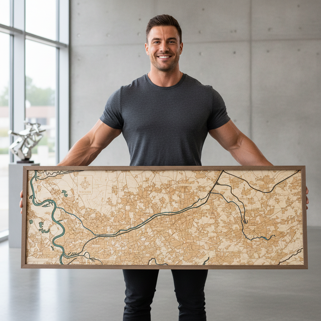 EMSCHER 3D Holz Wandkarte - Version XL