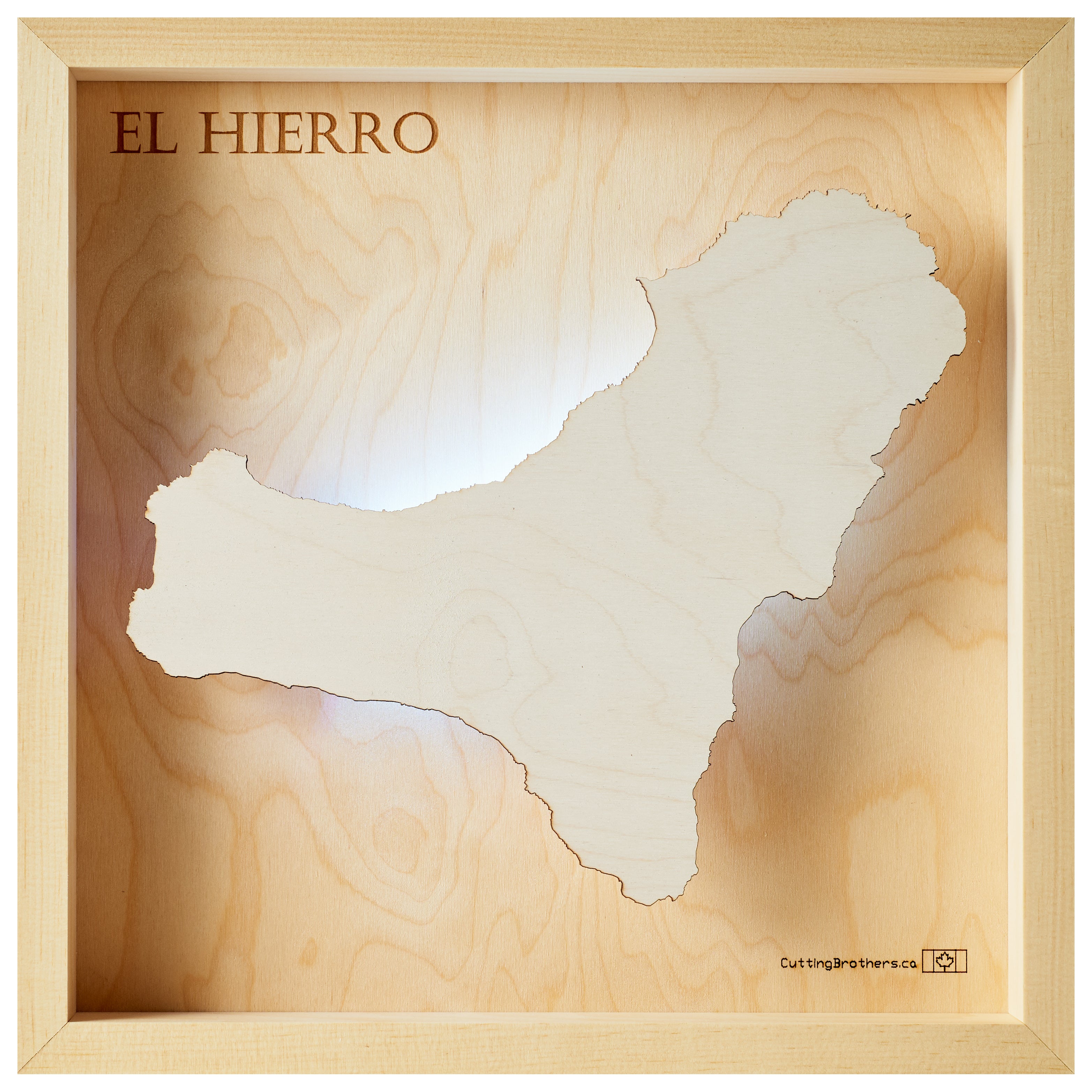 EL HIERRO -  3D Holz INSEL LICHT KARTE (LED) - lieferbar ab Oktober 2025