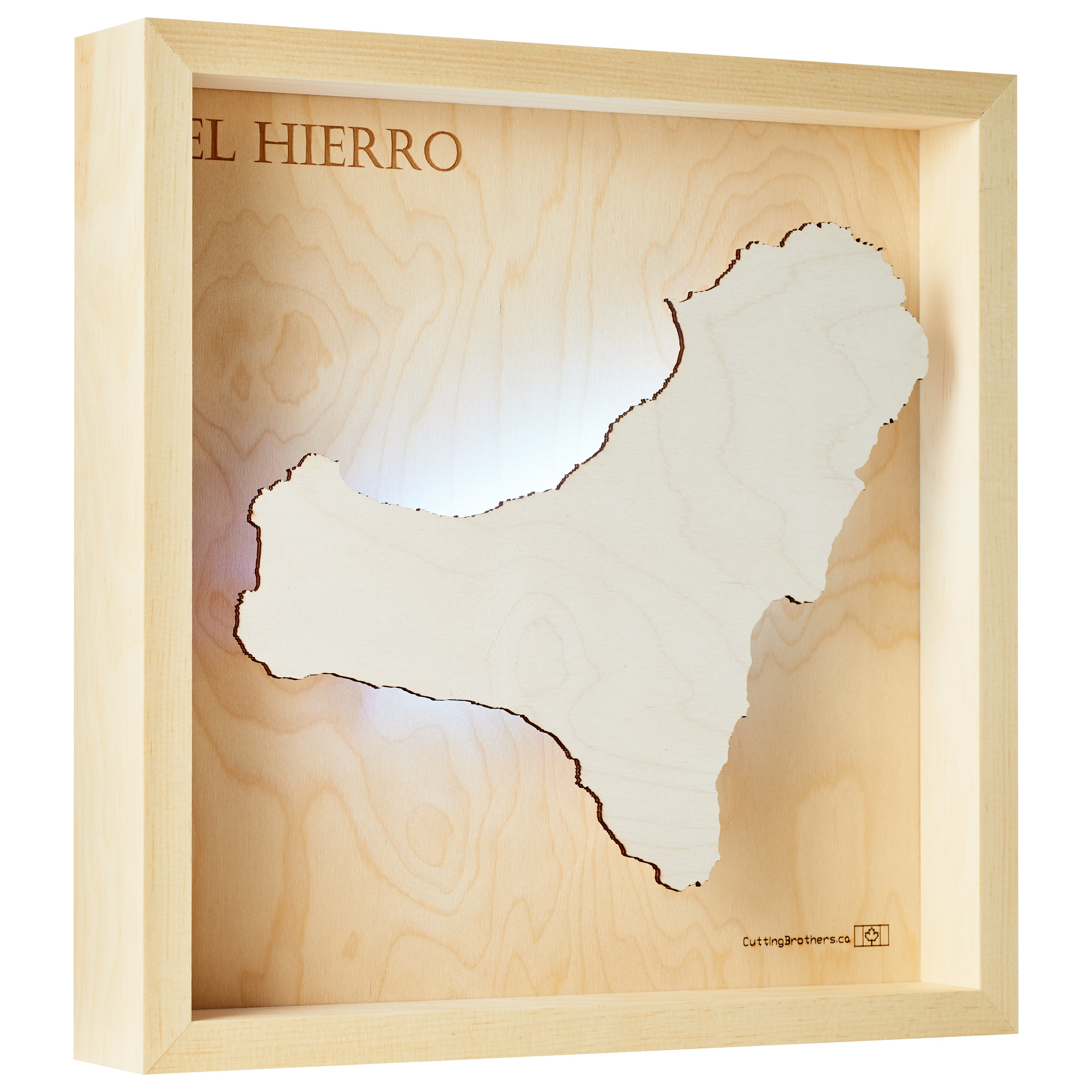 EL HIERRO -  3D Holz INSEL LICHT KARTE (LED) - lieferbar ab Oktober 2025