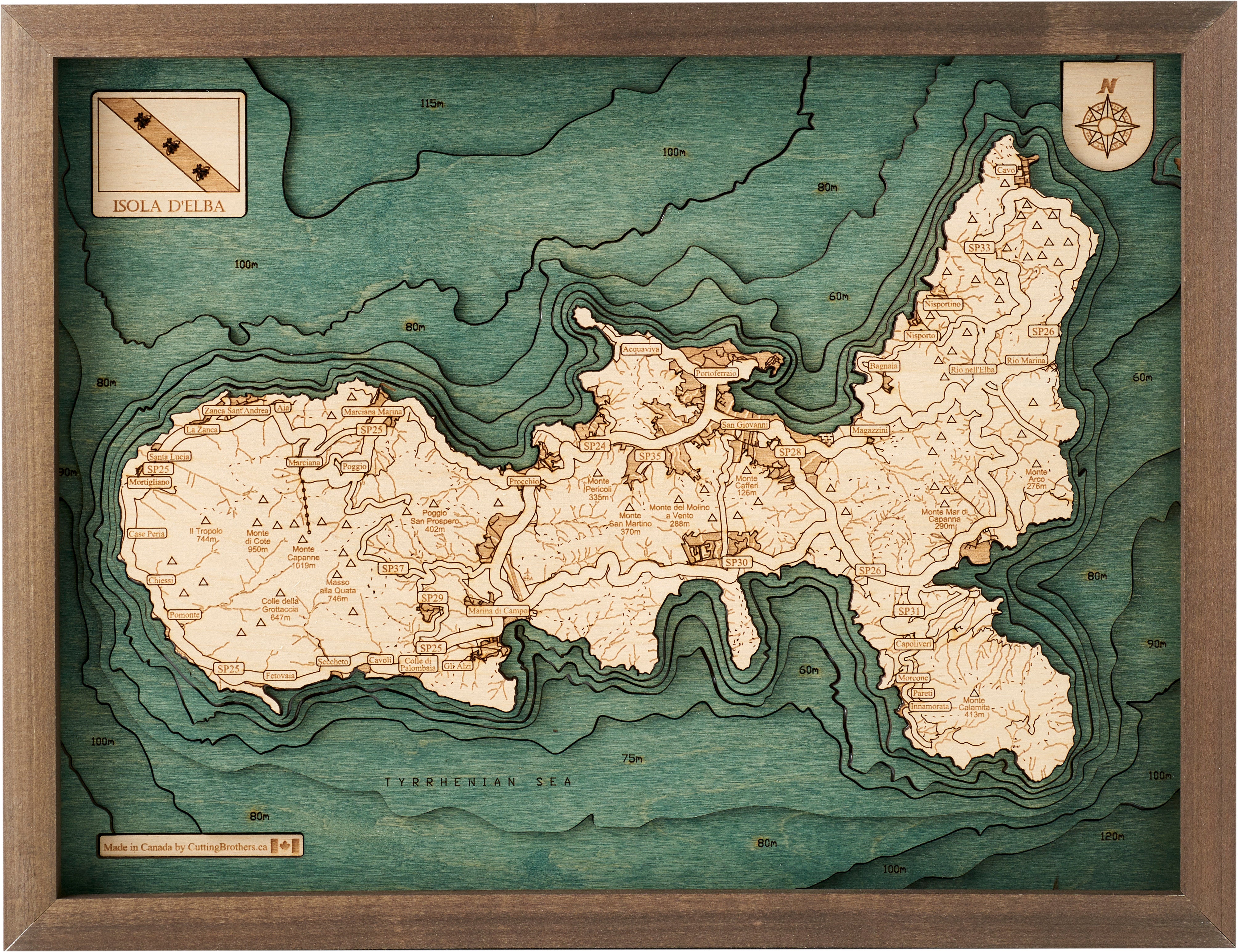 ELBA 3D Holz Wandkarte - Version S